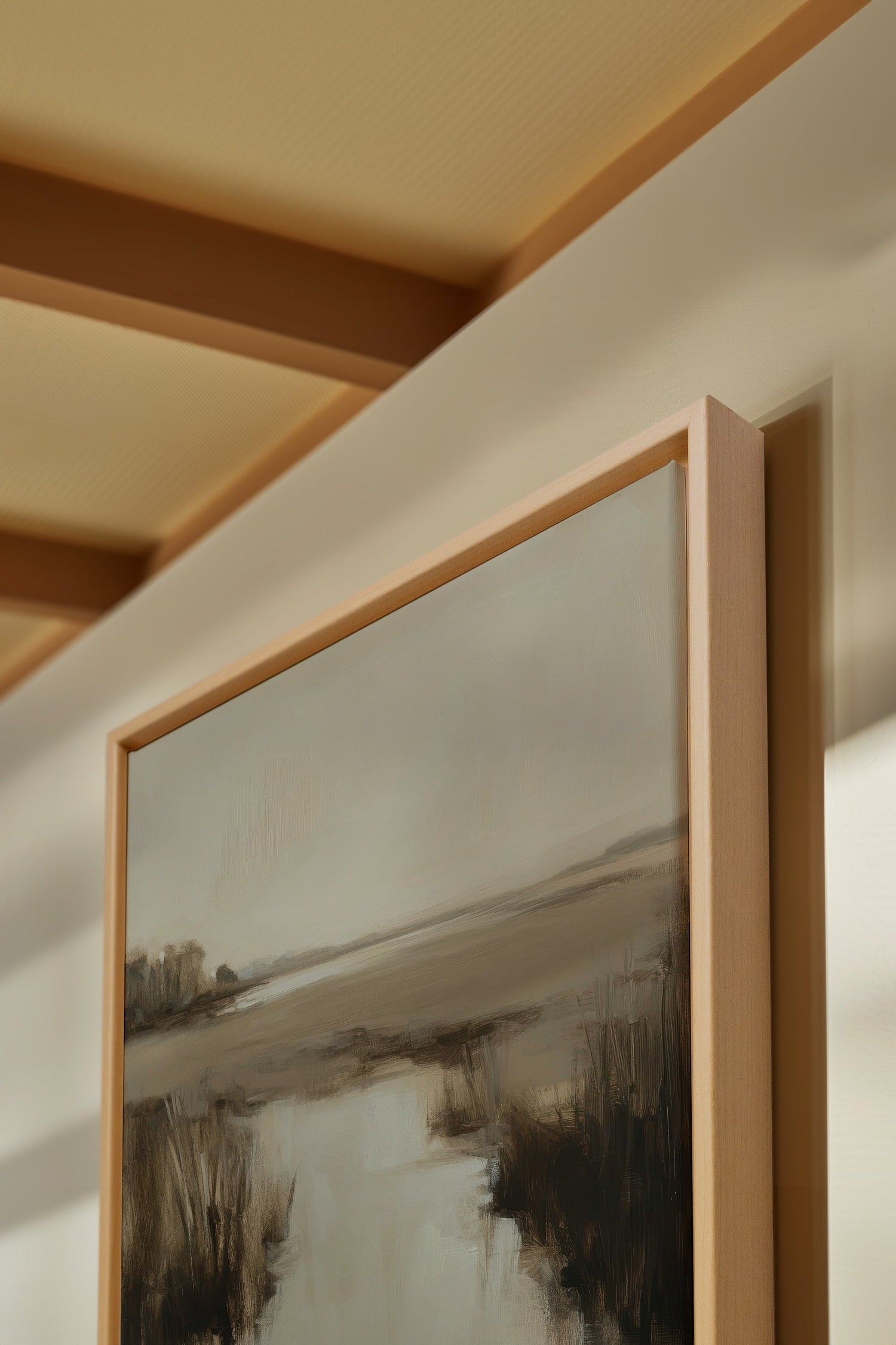 OLEKA CANVAS - MISTY HORIZON, Oeuvre sur toile étirée, encadré Naturel Clair