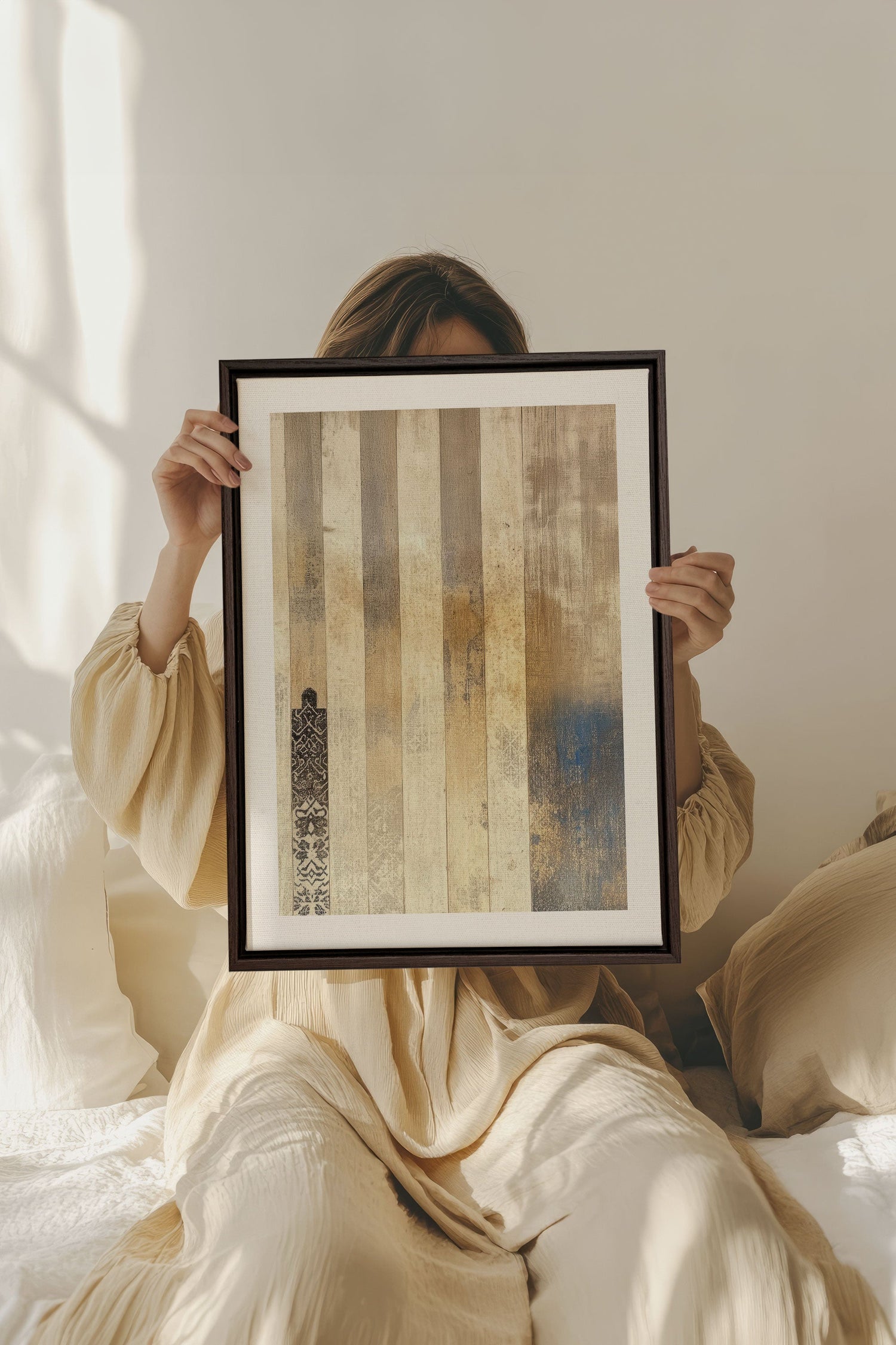 OLEKA CANVAS - ARTISAN PATINA, Oeuvre sur toile étirée, encadré Brun Noyer