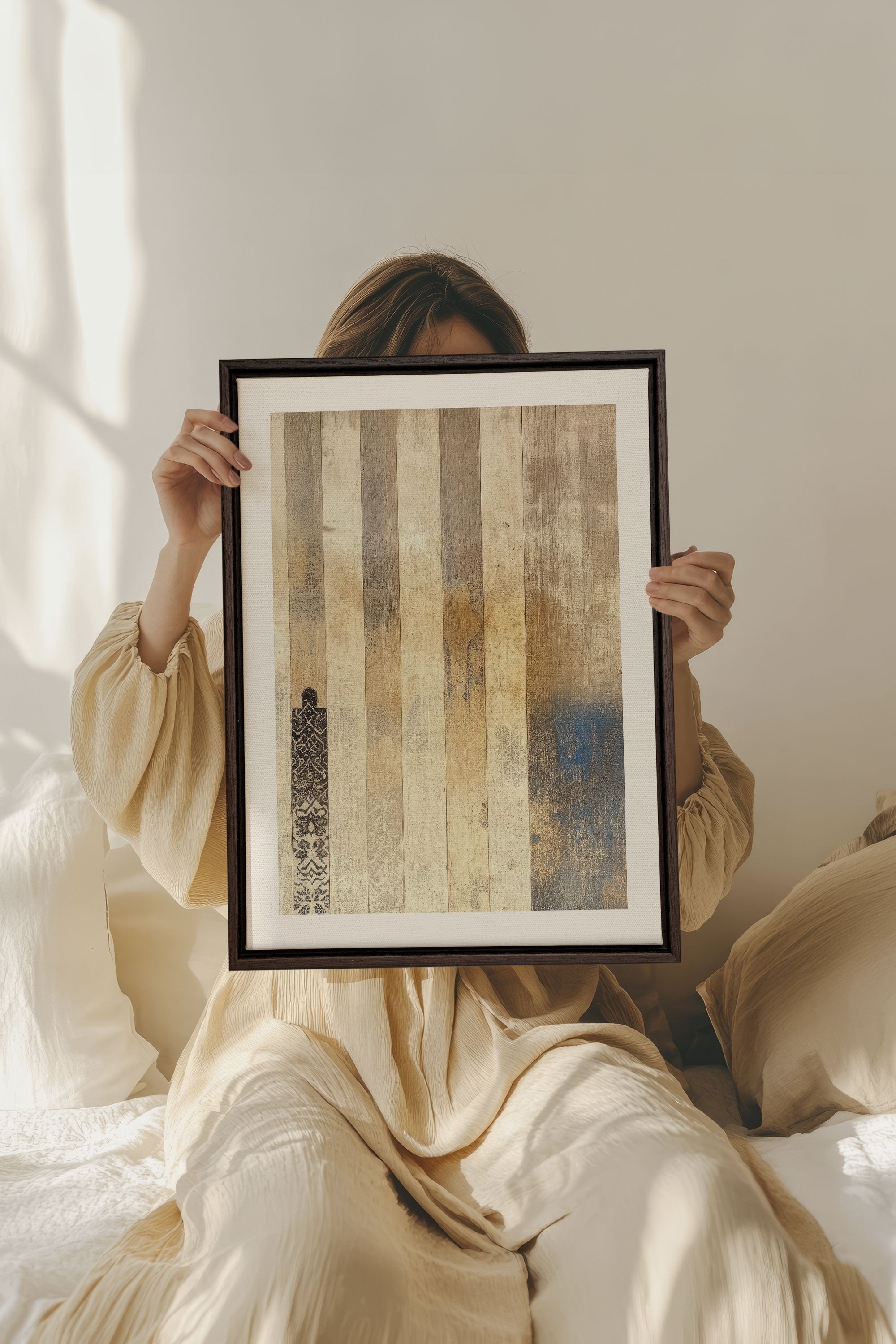 OLEKA CANVAS - ARTISAN PATINA, Oeuvre sur toile étirée, encadré Brun Noyer