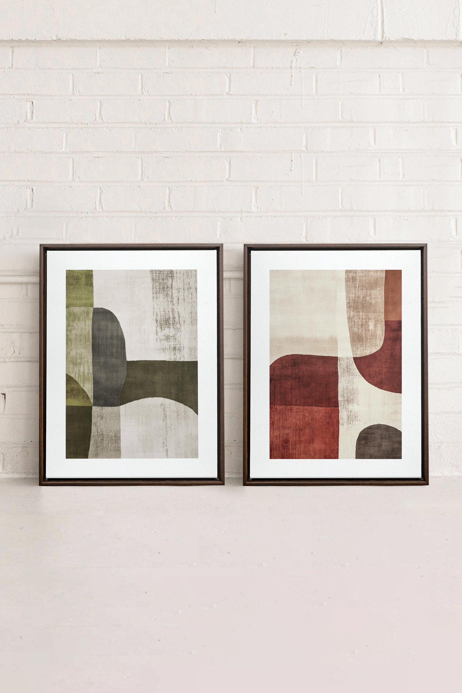 OLEKA CANVAS - SEASONAL BALANCE, 2 Oeuvres sur toile étirée, encadré Brun Noyer