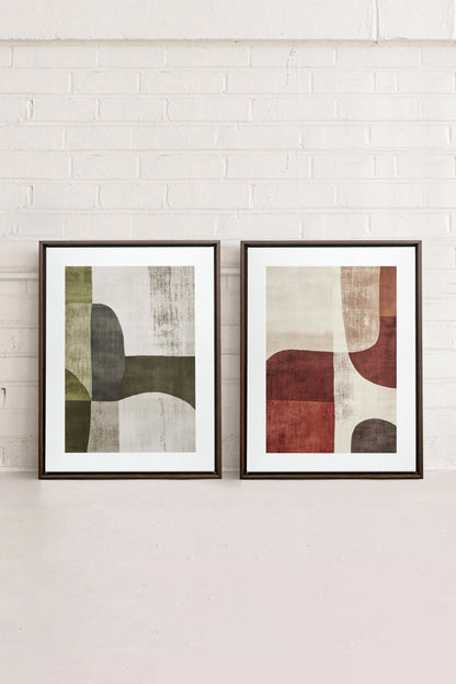 OLEKA CANVAS - SEASONAL BALANCE, 2 Oeuvres sur toile étirée, encadré Brun Noyer