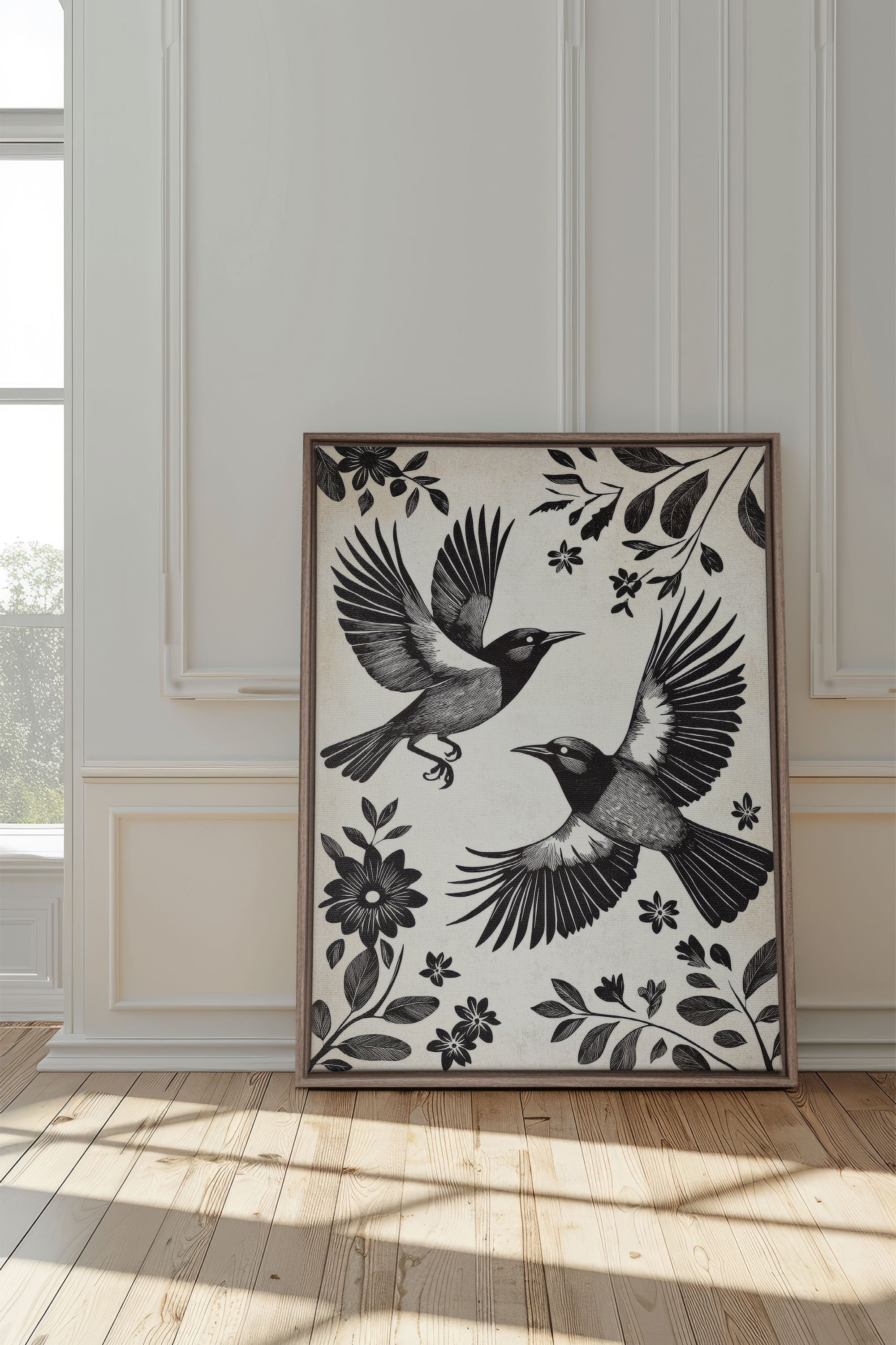 OLEKA CANVAS - DARK WINGS, Oeuvre sur toile étirée, encadré Brun Chêne