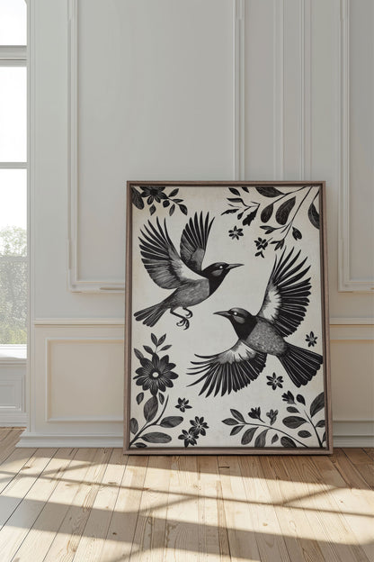 OLEKA CANVAS - DARK WINGS, Oeuvre sur toile étirée, encadré Brun Chêne