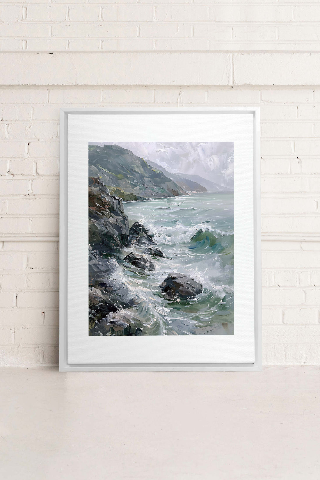 OLEKA CANVAS - WILD COAST, Oeuvre sur toile étirée, encadré Blanc