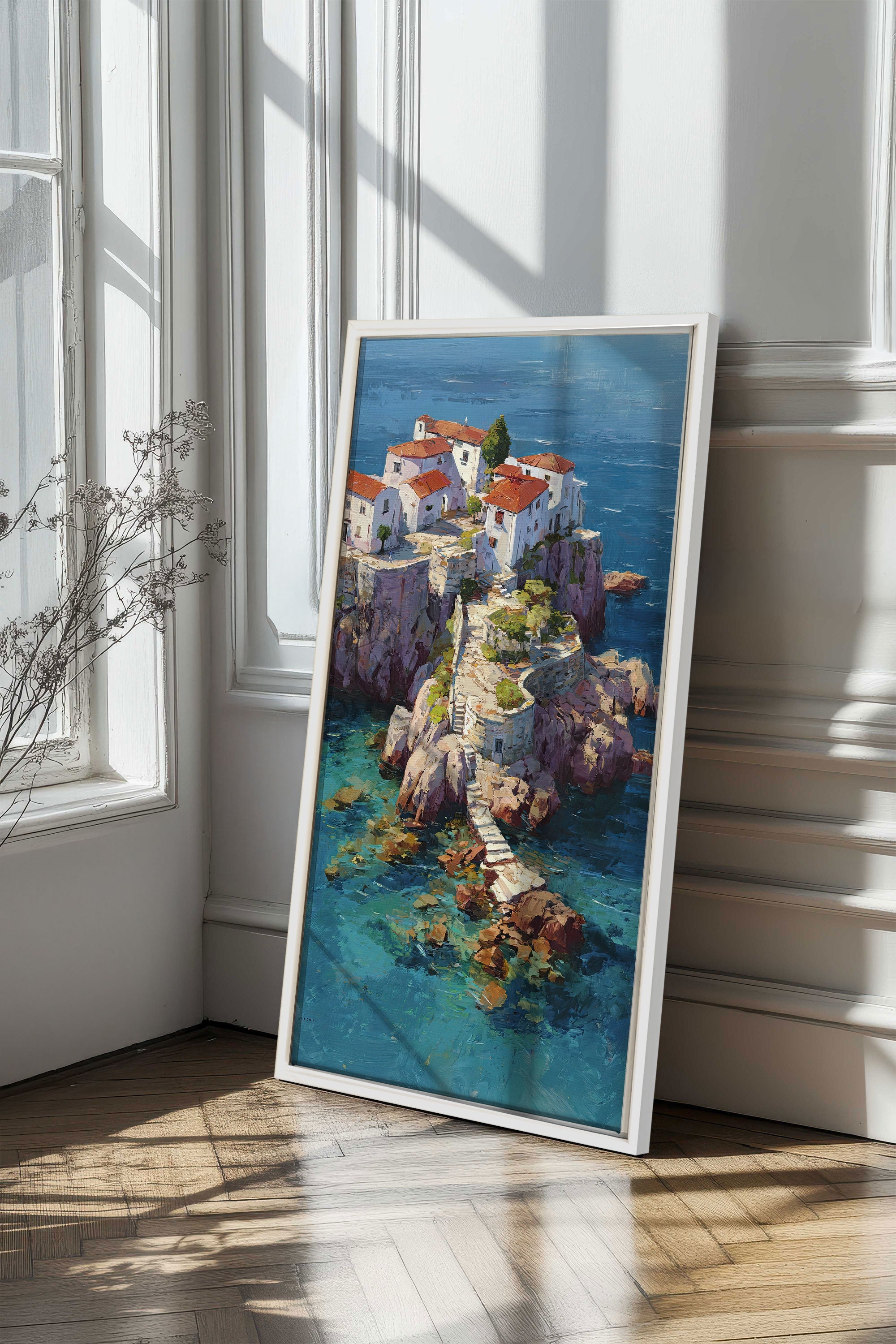 OLEKA CANVAS - PATH TO THE SEA, Oeuvre sur toile étirée, encadré Blanc
