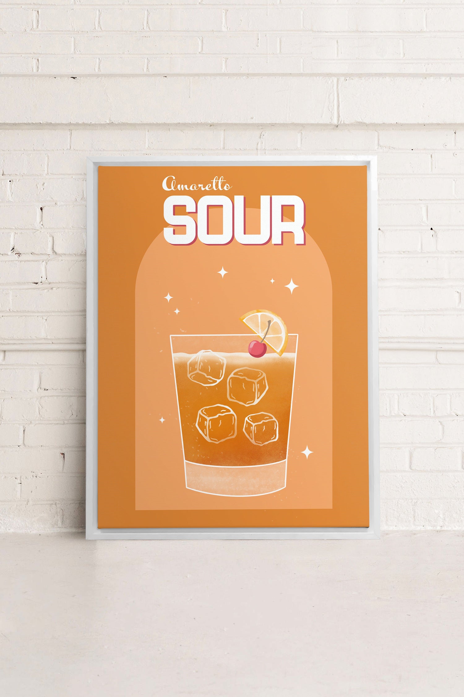 OLEKA CANVAS - AMARETTO SOUR, Oeuvre sur toile étirée, encadré Blanc