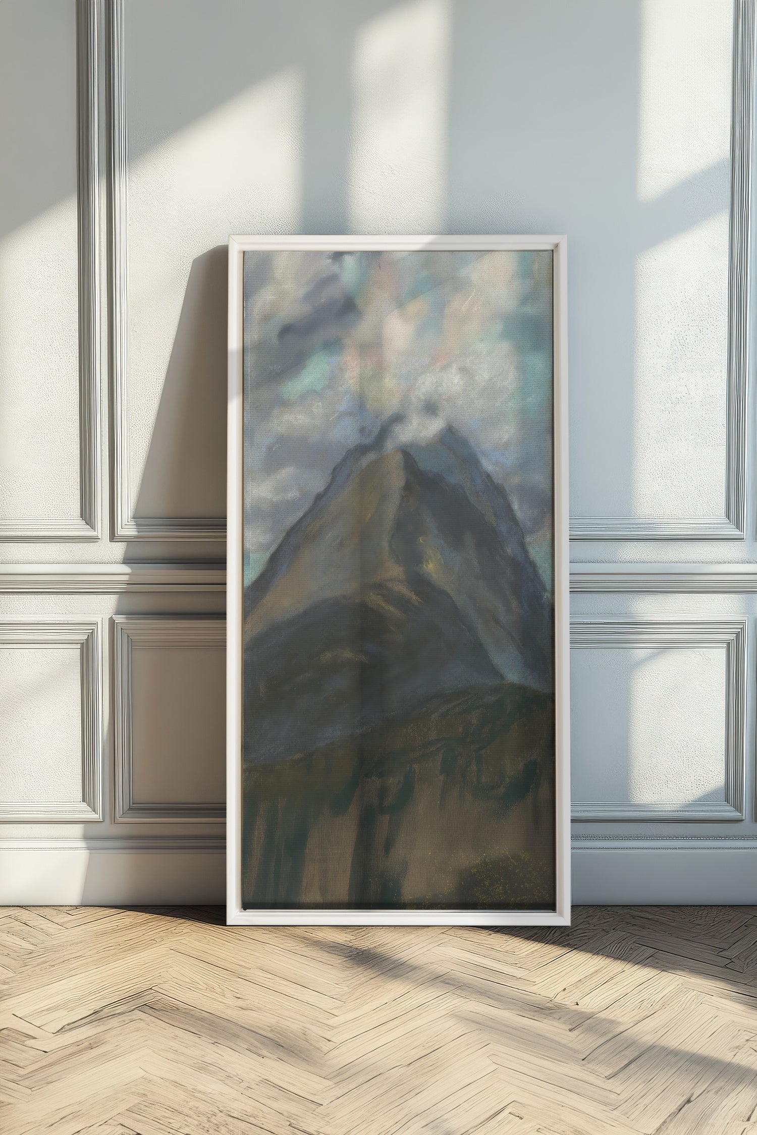 CLOUDED SPIRIT, Artwork on stretched canvas, framed in white