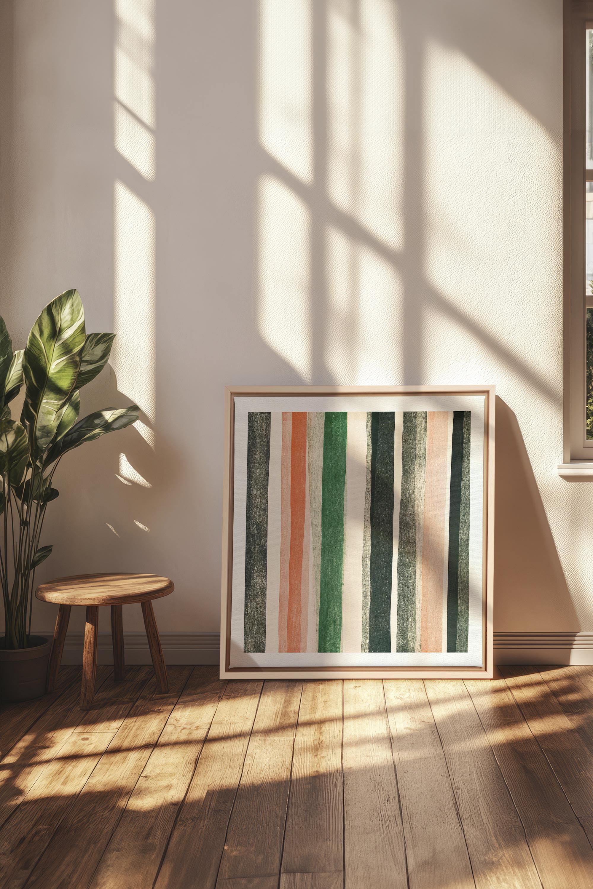 OLEKA CANVAS - NATURAL LINES, Oeuvre sur toile étirée, encadré Naturel Clair