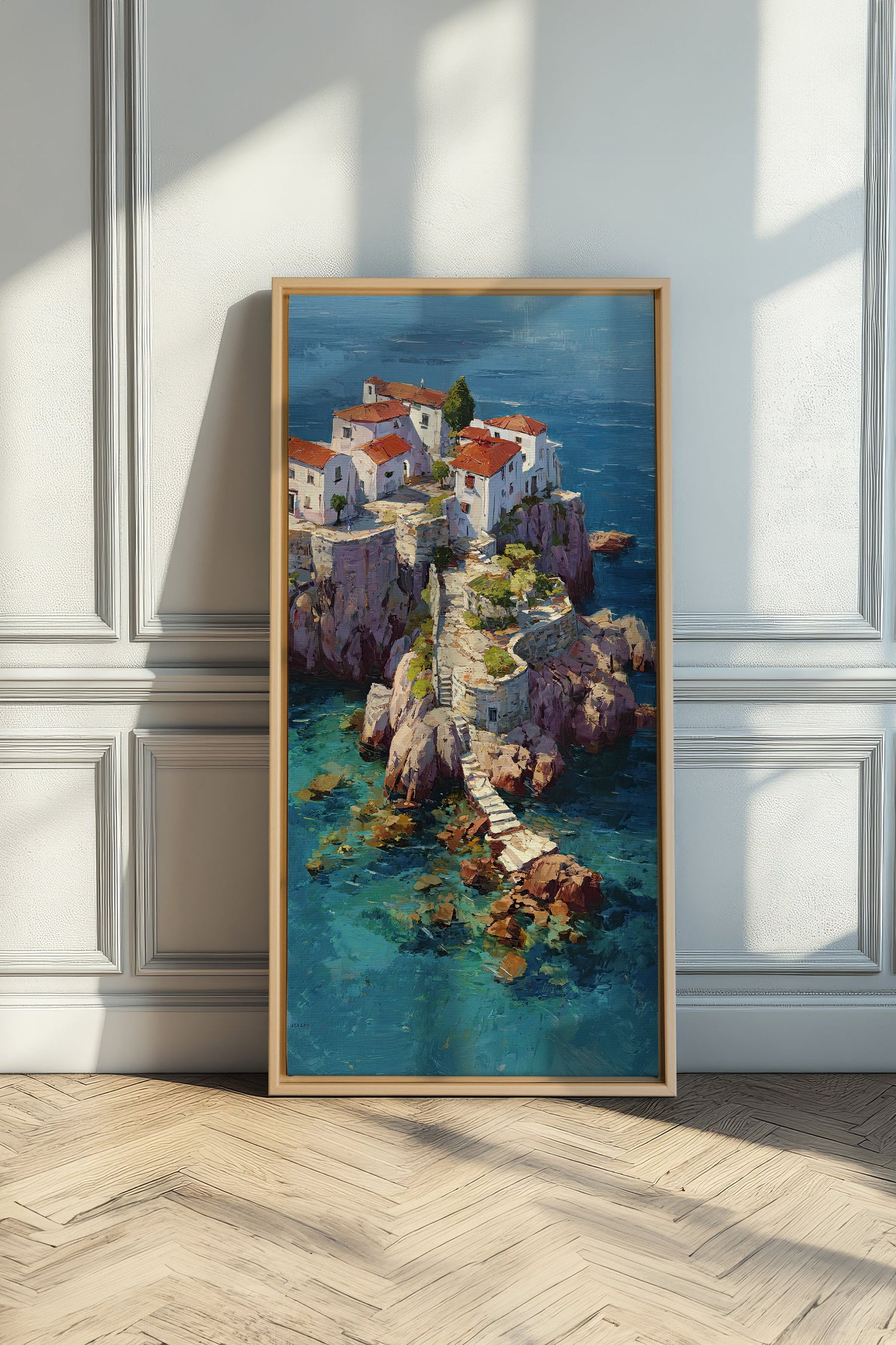 OLEKA CANVAS - PATH TO THE SEA, Oeuvre sur toile étirée, encadré Naturel Clair