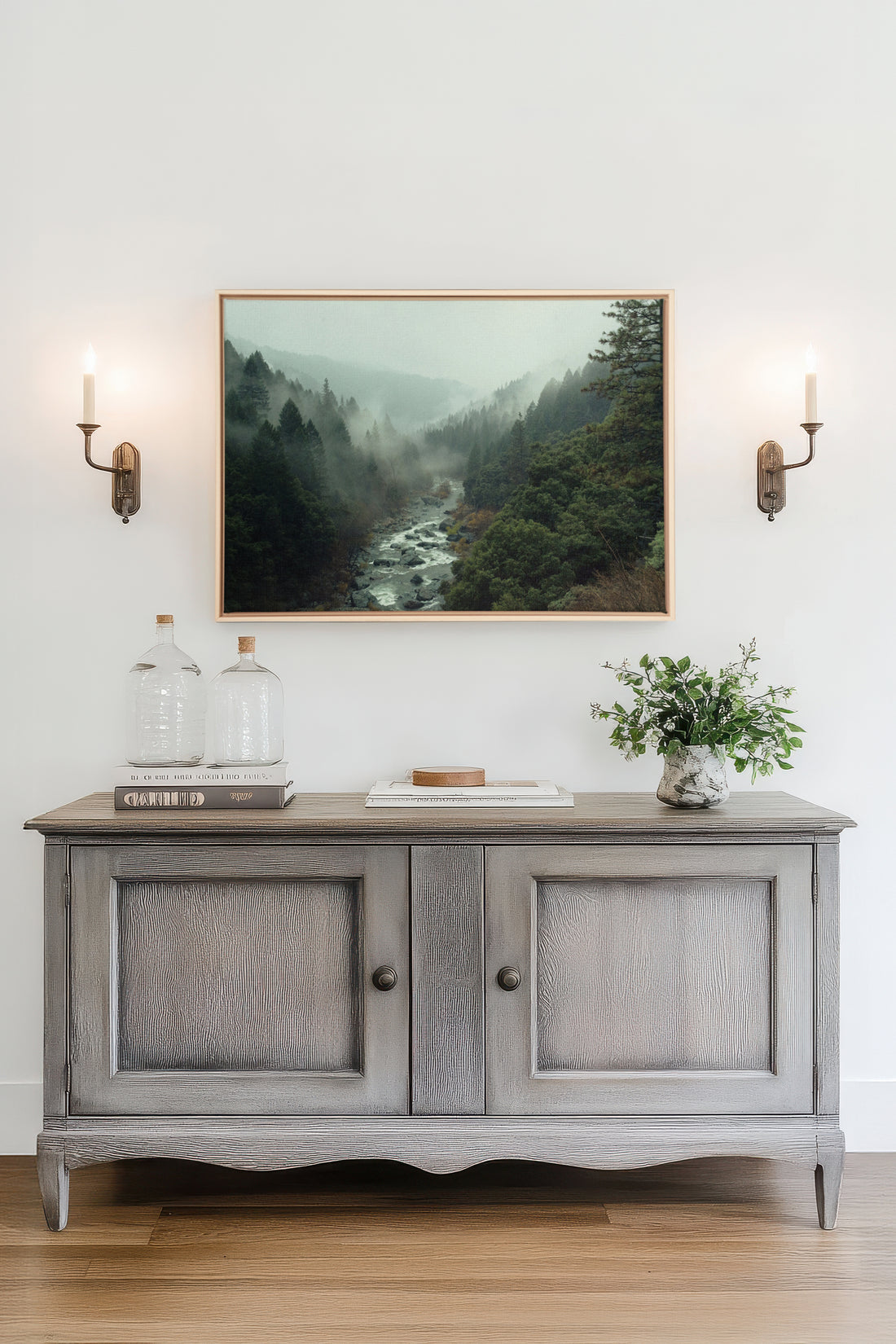 EMERALD VALLEY, Work on stretched canvas, framed Naturel Clair