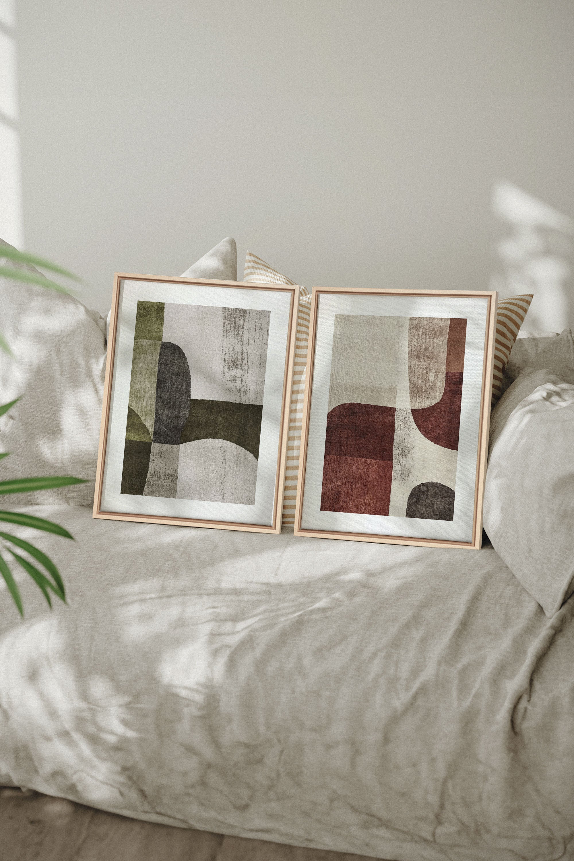 OLEKA CANVAS - SEASONAL BALANCE, 2 Oeuvres sur toile étirée, encadré Naturel Clair