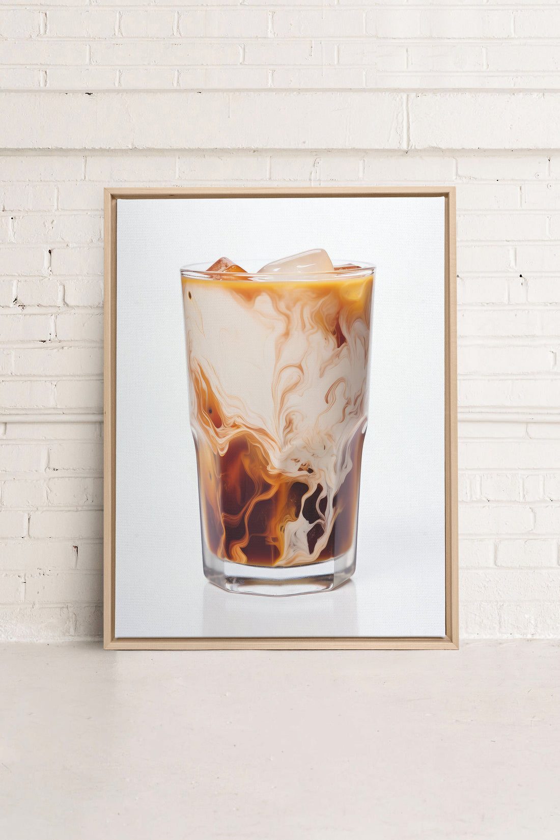 OLEKA CANVAS - ICED COFFEE, Oeuvre sur toile étirée, encadré Naturel Clair