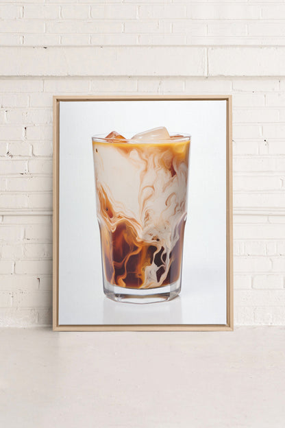 OLEKA CANVAS - ICED COFFEE, Oeuvre sur toile étirée, encadré Naturel Clair