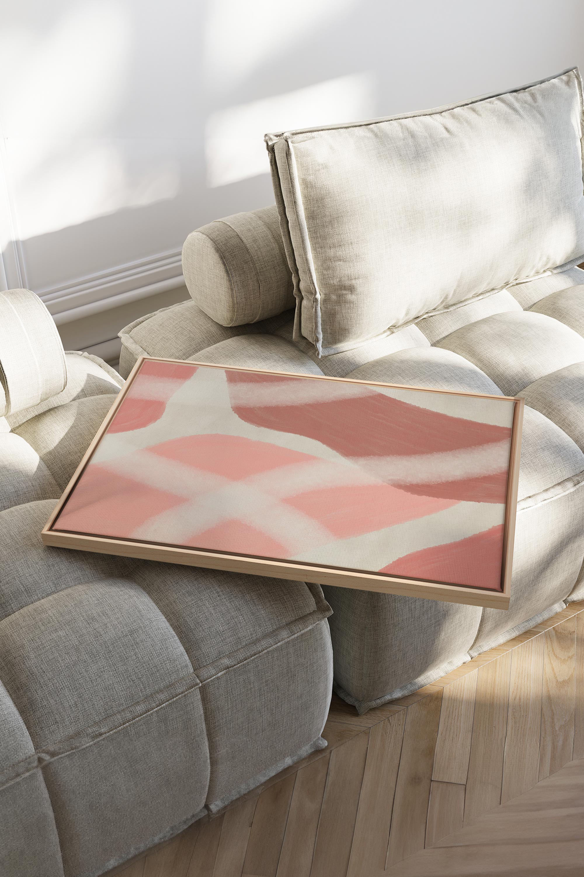 OLEKA CANVAS - ROSY GLOW, Oeuvre sur toile étirée, encadré Naturel Clair
