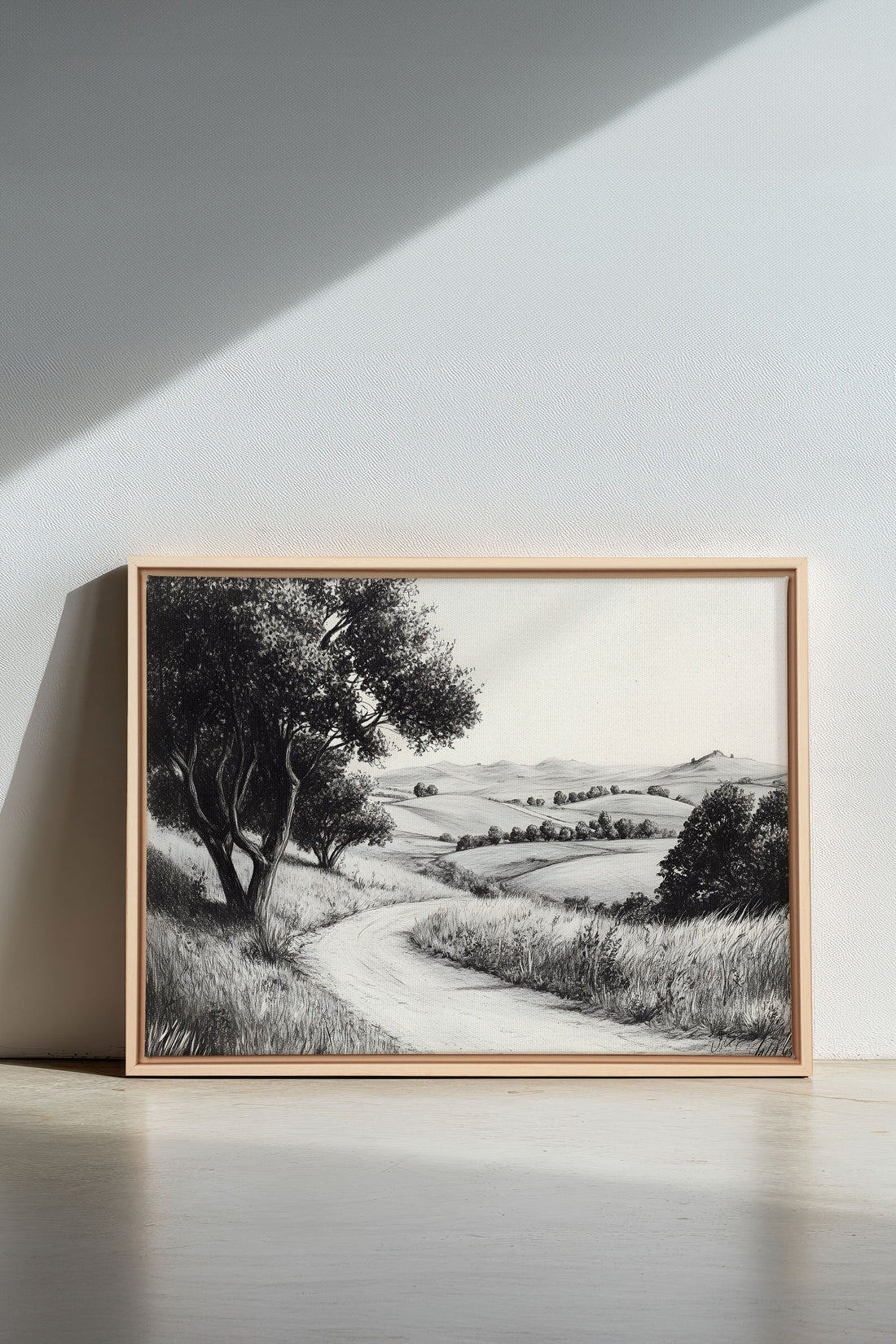 OLEKA CANVAS - DOUCEUR DES COLLINES, Oeuvre sur toile étirée, encadré Naturel Clair