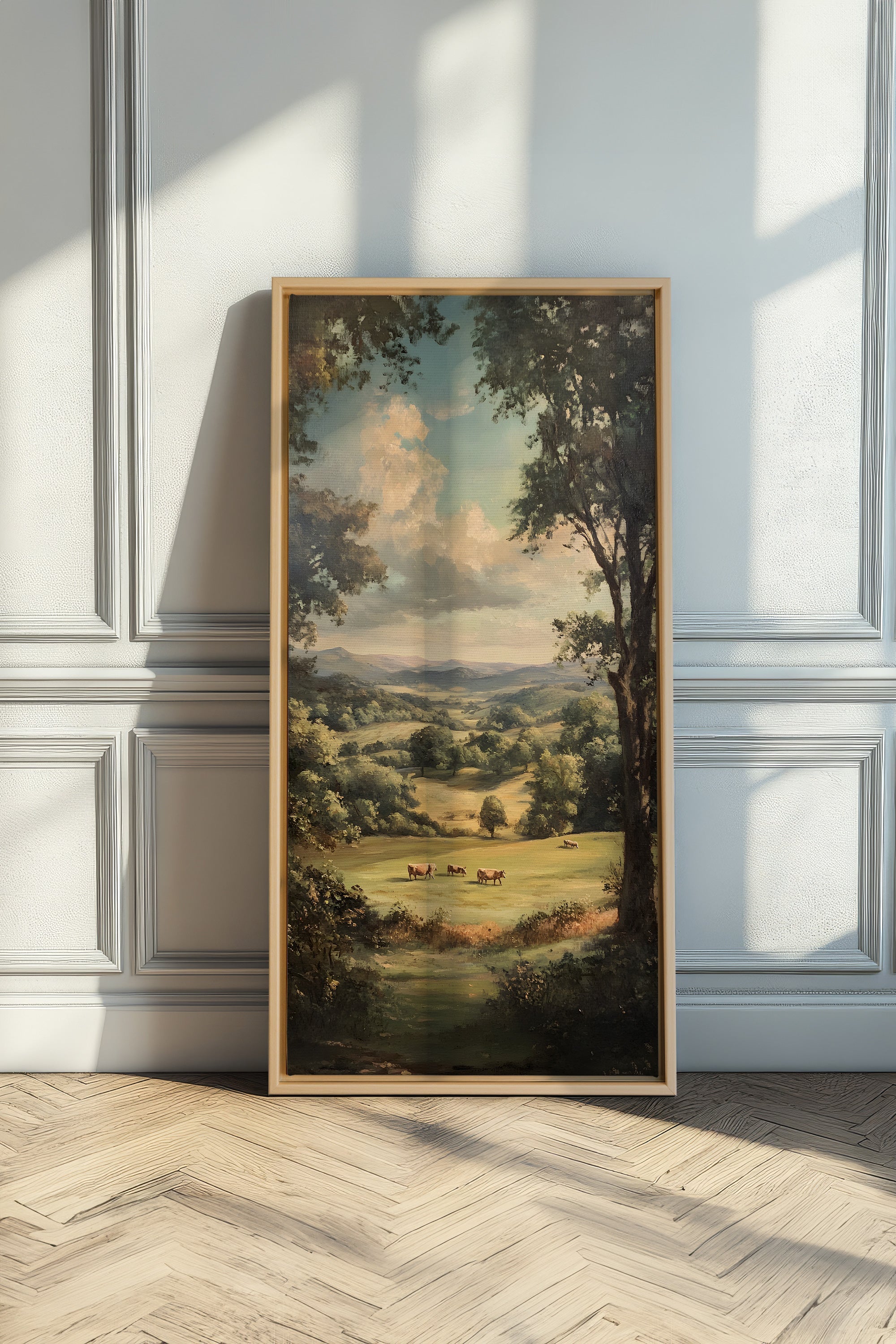 OLEKA CANVAS - REPOS CHAMPÊTRE, Oeuvre sur toile étirée, encadré Naturel Clair