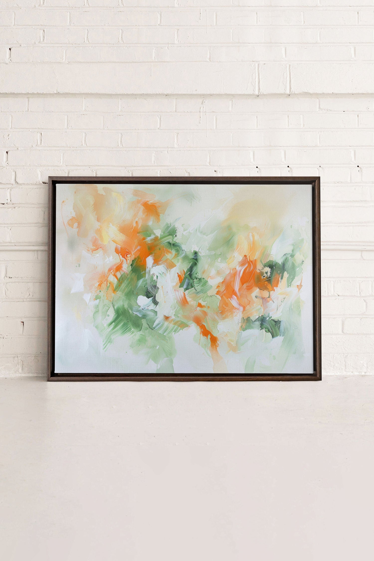 OLEKA CANVAS - ABSTRACT JUNGLE, Oeuvre sur toile étirée, encadré Brun Noyer