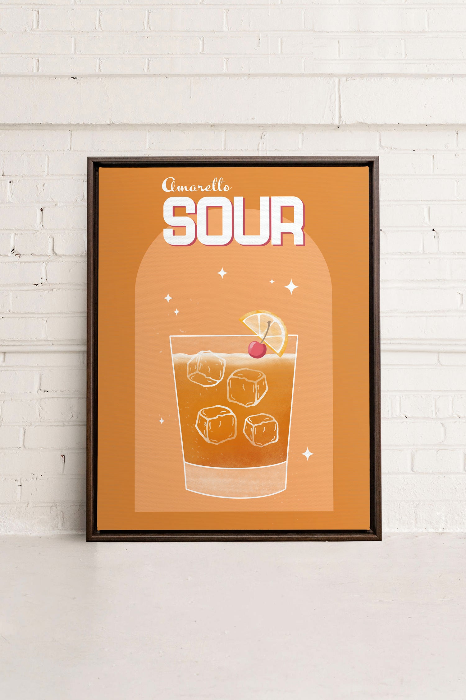 AMARETTO SOUR, Oeuvre sur toile étirée, encadré Brun Noyer