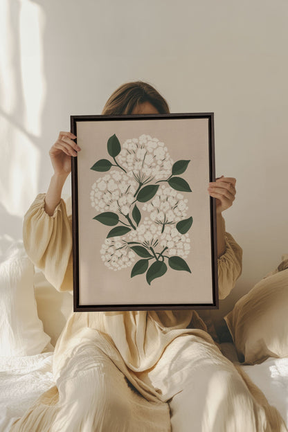 OLEKA CANVAS - BRISE DE FLEURS, Oeuvre sur toile étirée, encadré Brun Noyer