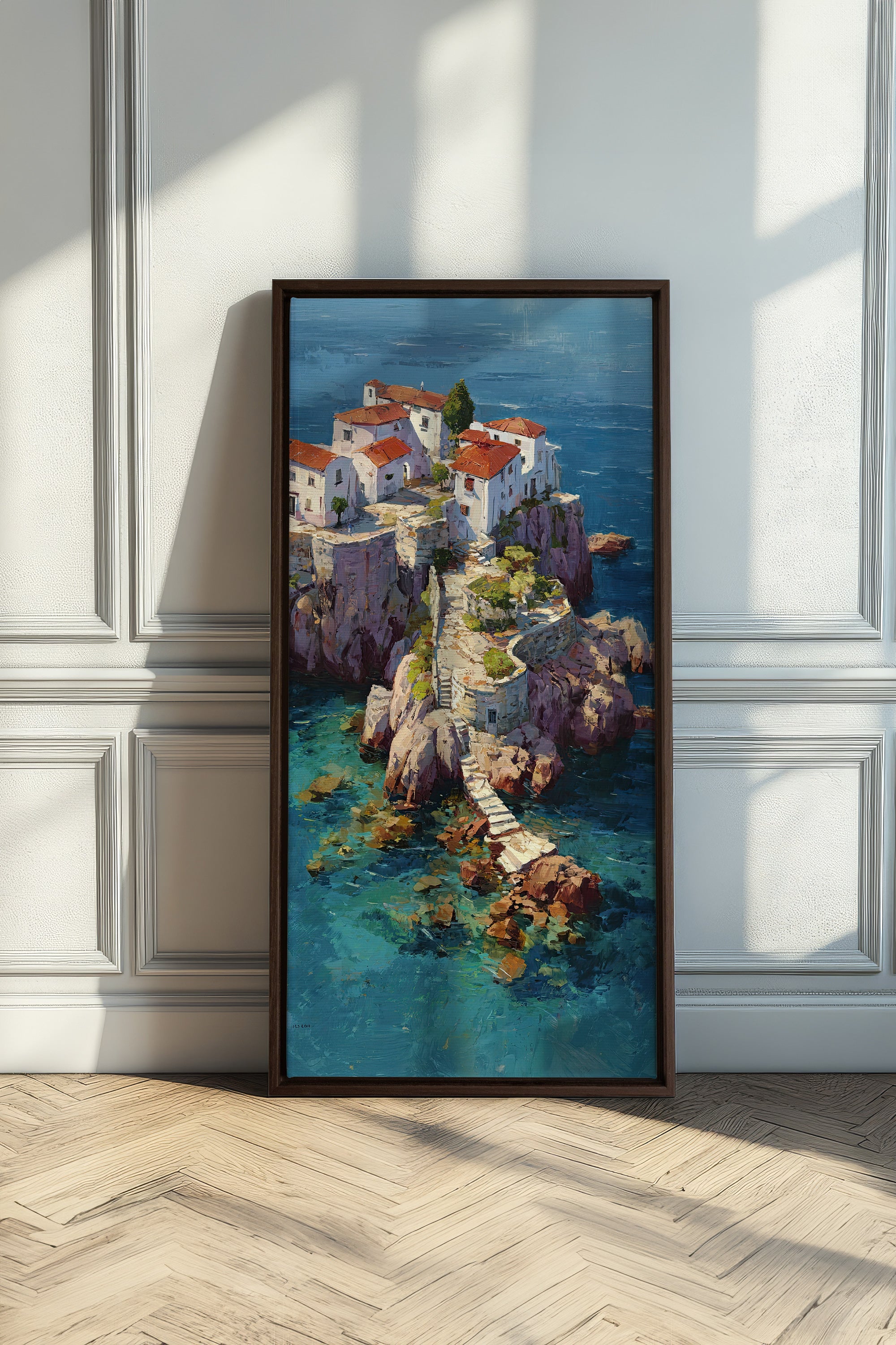 OLEKA CANVAS - PATH TO THE SEA, Oeuvre sur toile étirée, encadré Brun Noyer