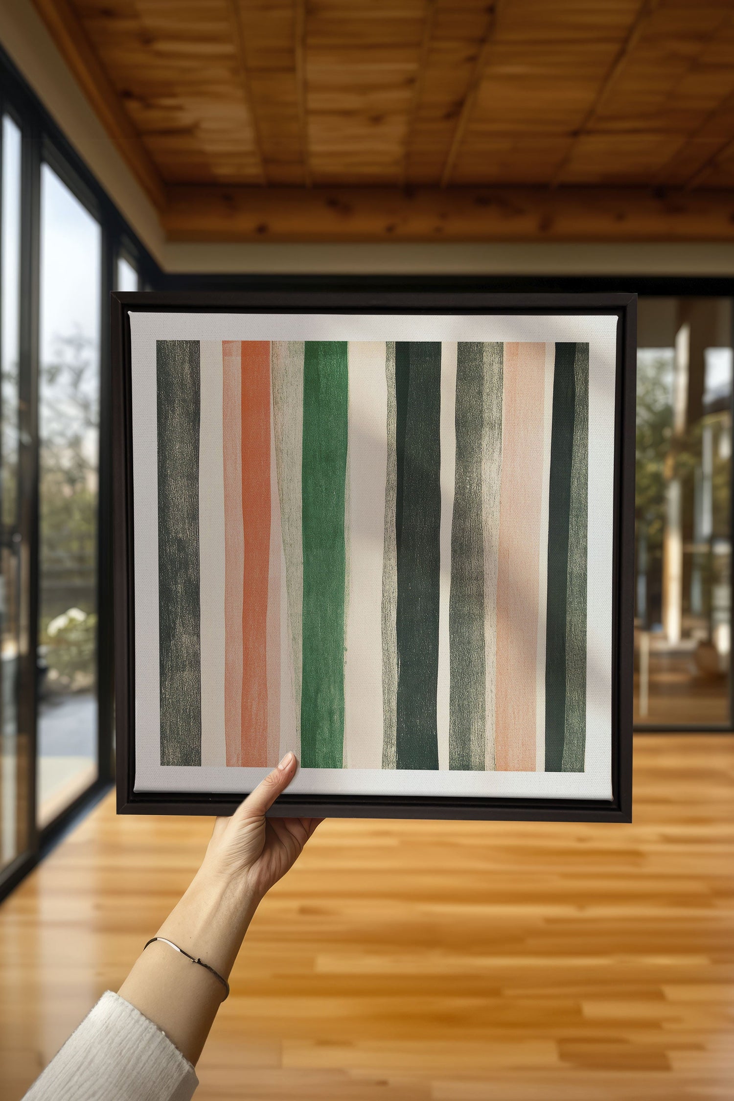 OLEKA CANVAS - NATURAL LINES, Oeuvre sur toile étirée, encadré Noir