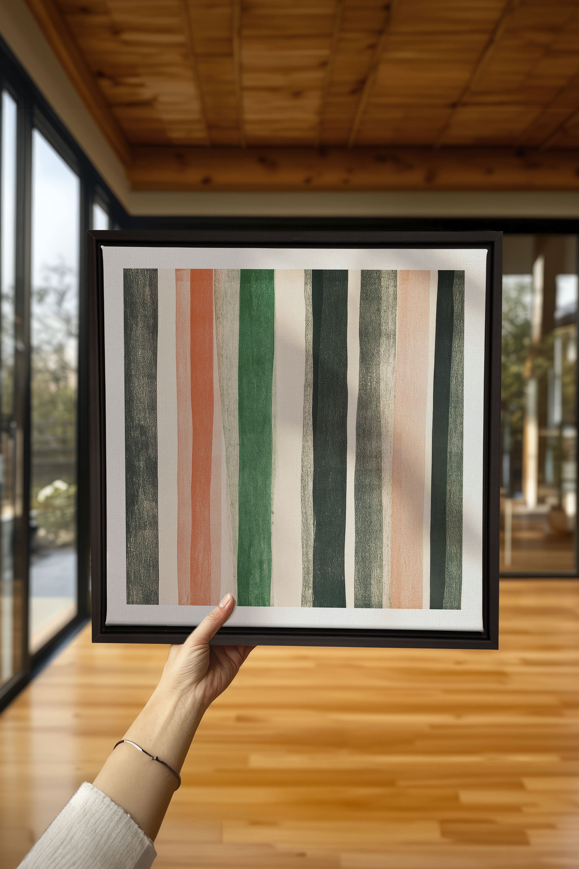 OLEKA CANVAS - NATURAL LINES, Oeuvre sur toile étirée, encadré Noir