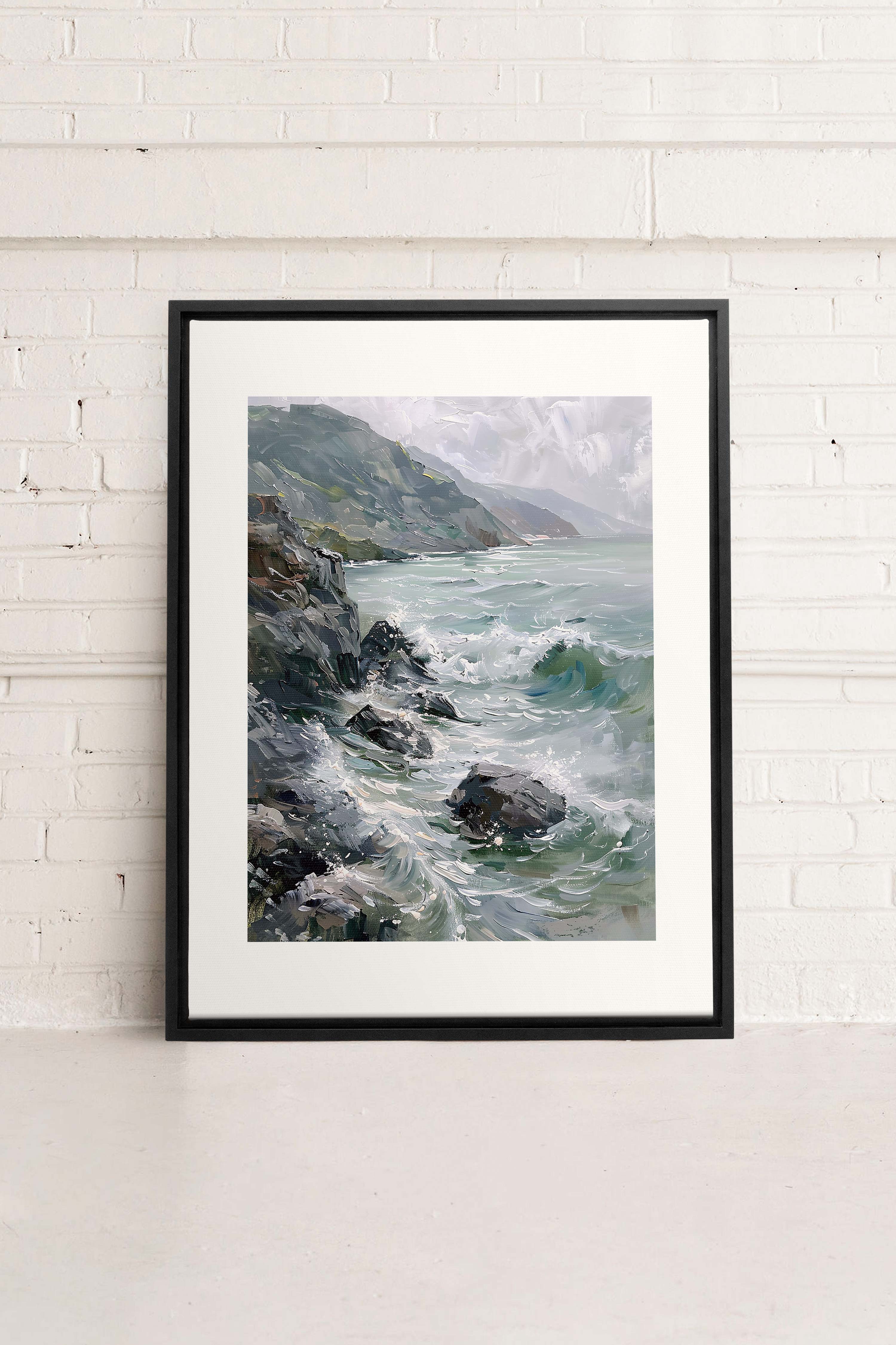 OLEKA CANVAS - WILD COAST, Oeuvre sur toile étirée, encadré Noir