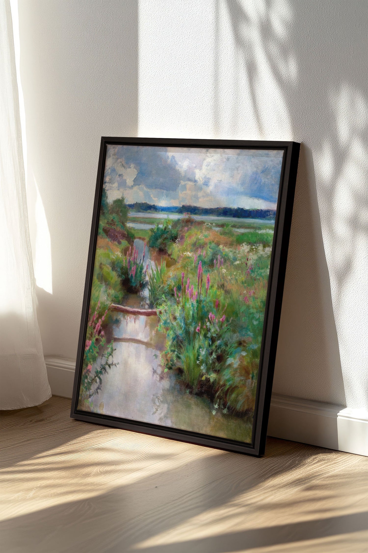 OLEKA CANVAS - DOUCE RIVIÈRE, Oeuvre sur toile étirée, encadré Noir