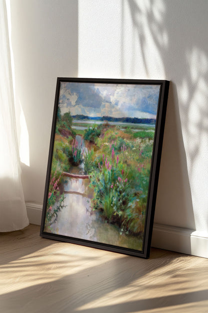 OLEKA CANVAS - DOUCE RIVIÈRE, Oeuvre sur toile étirée, encadré Noir