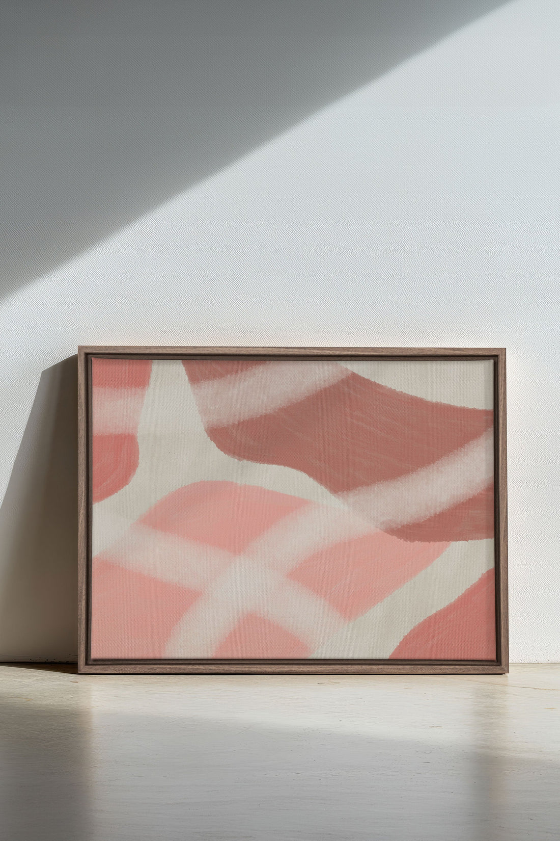 OLEKA CANVAS - ROSY GLOW, Oeuvre sur toile étirée, encadré Brun Chêne