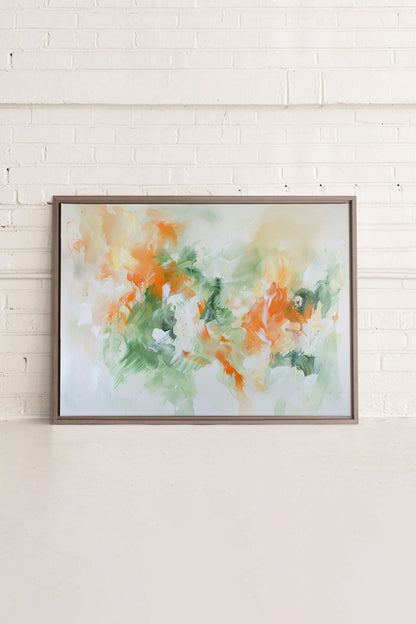 OLEKA CANVAS - ABSTRACT JUNGLE, Oeuvre sur toile étirée, encadré Brun Chêne