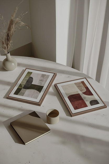 OLEKA CANVAS - SEASONAL BALANCE, 2 Oeuvres sur toile étirée, encadré Brun Chêne