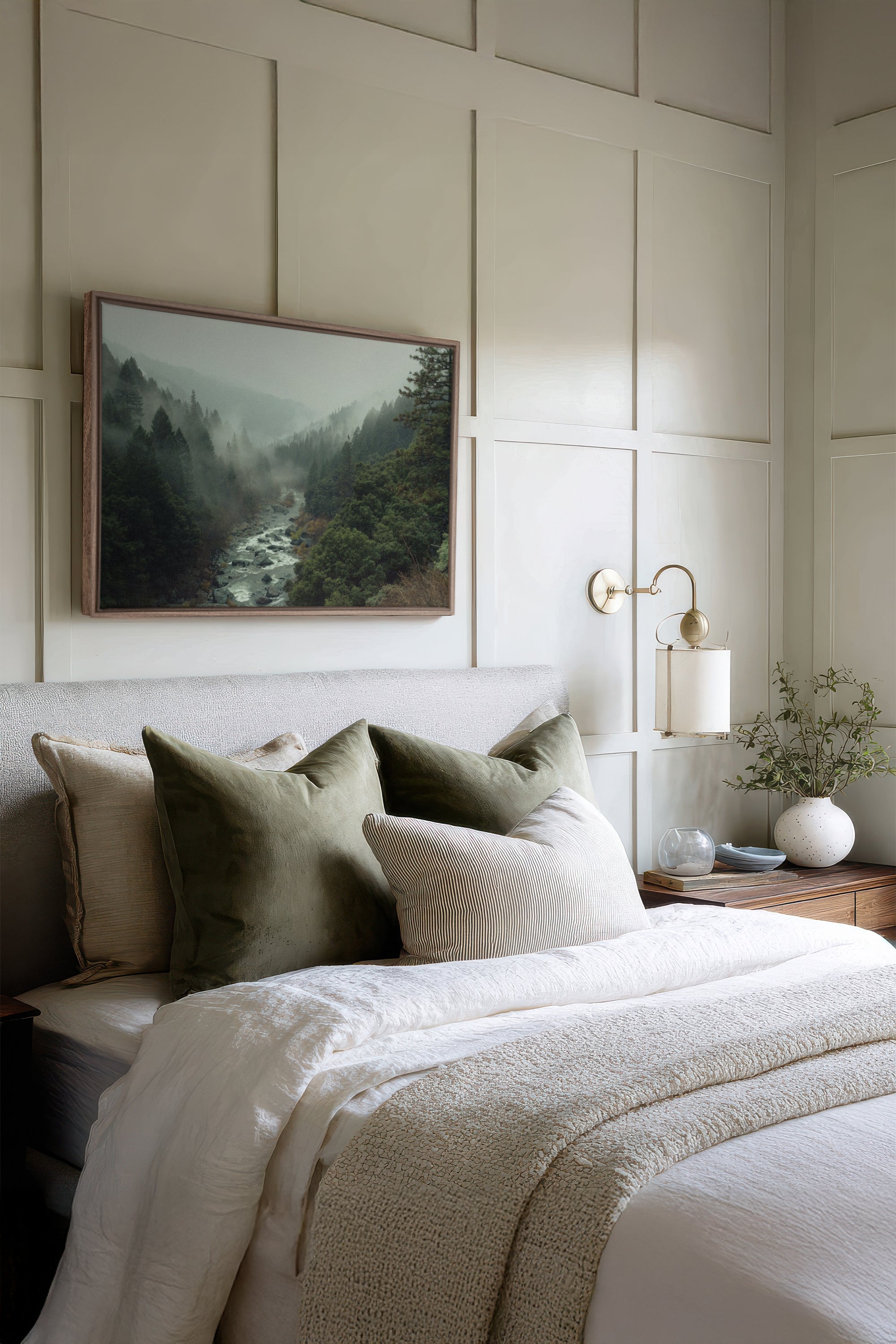 EMERALD VALLEY, Oeuvre sur toile étirée, encadré Brun Chêne