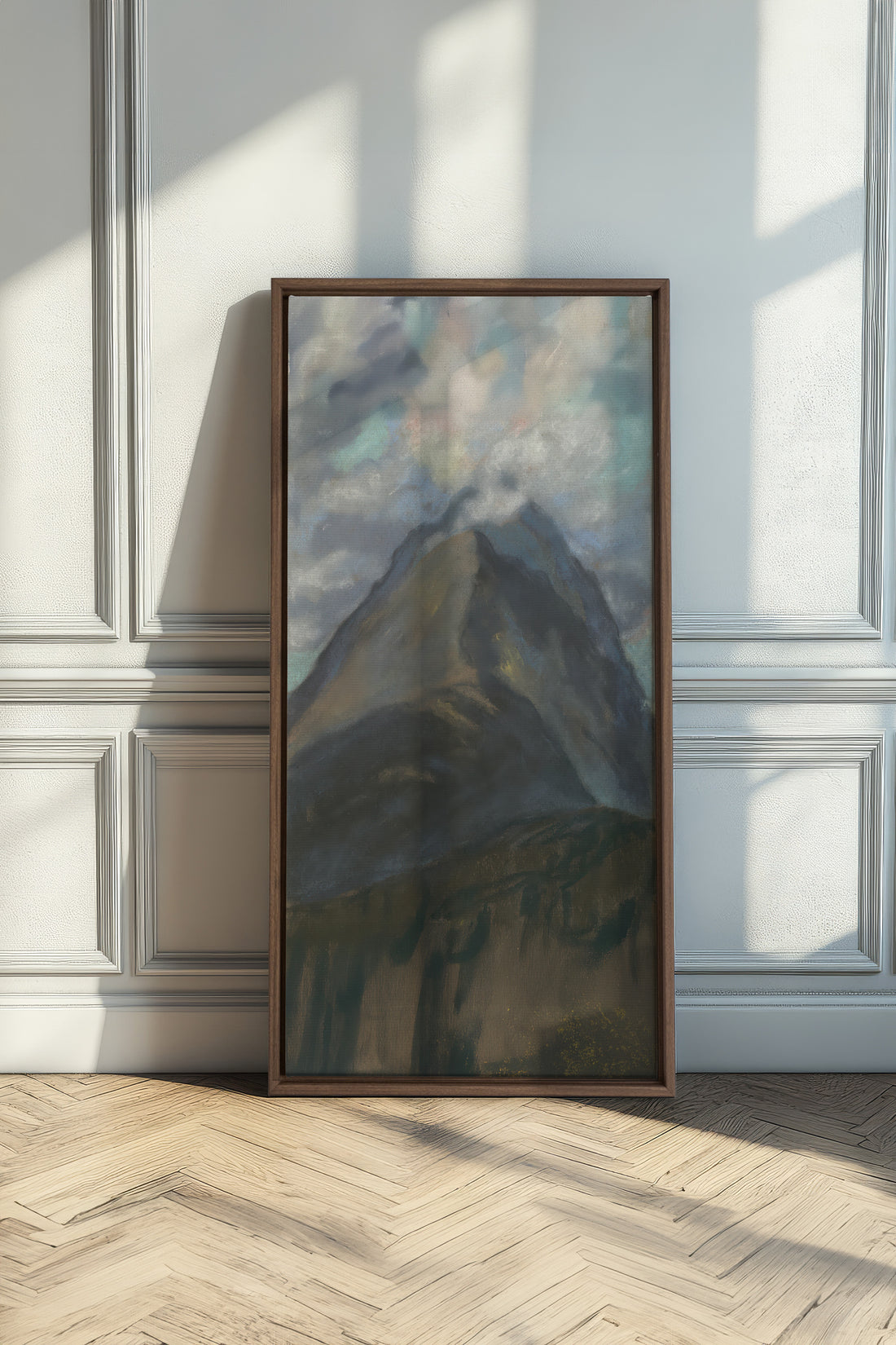 CLOUDED SPIRIT, Artwork on stretched canvas, framed in Oak Brown