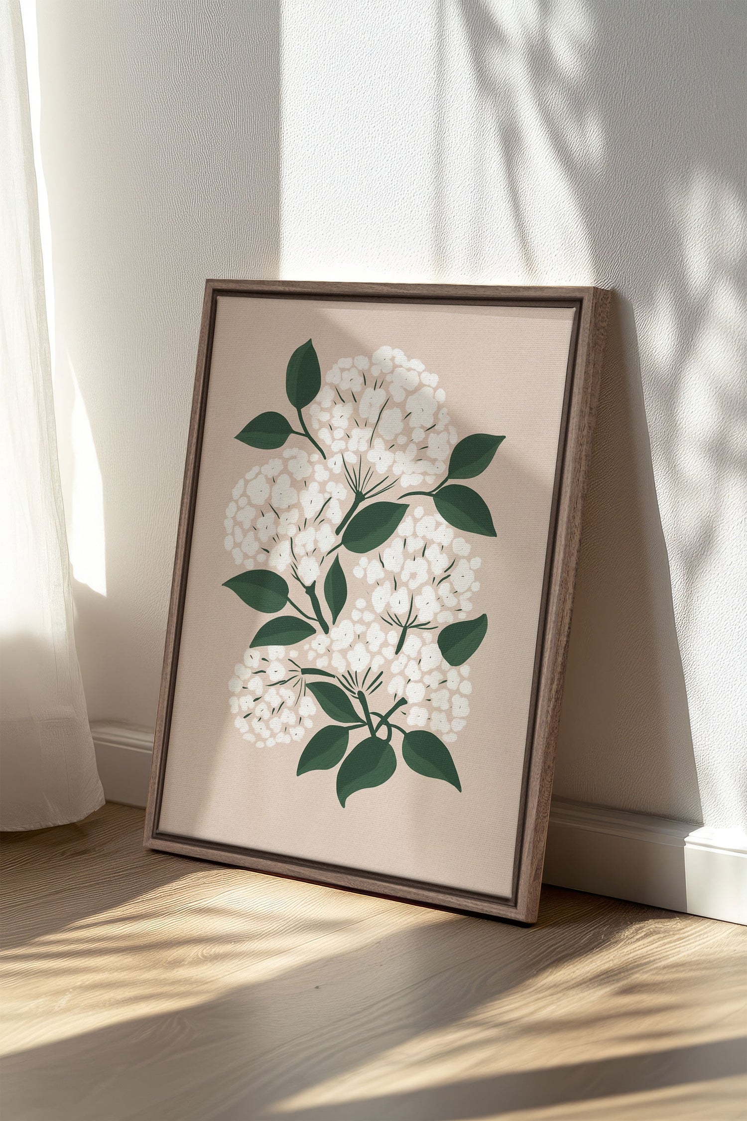 OLEKA CANVAS - BRISE DE FLEURS, Oeuvre sur toile étirée, encadré Brun Chêne