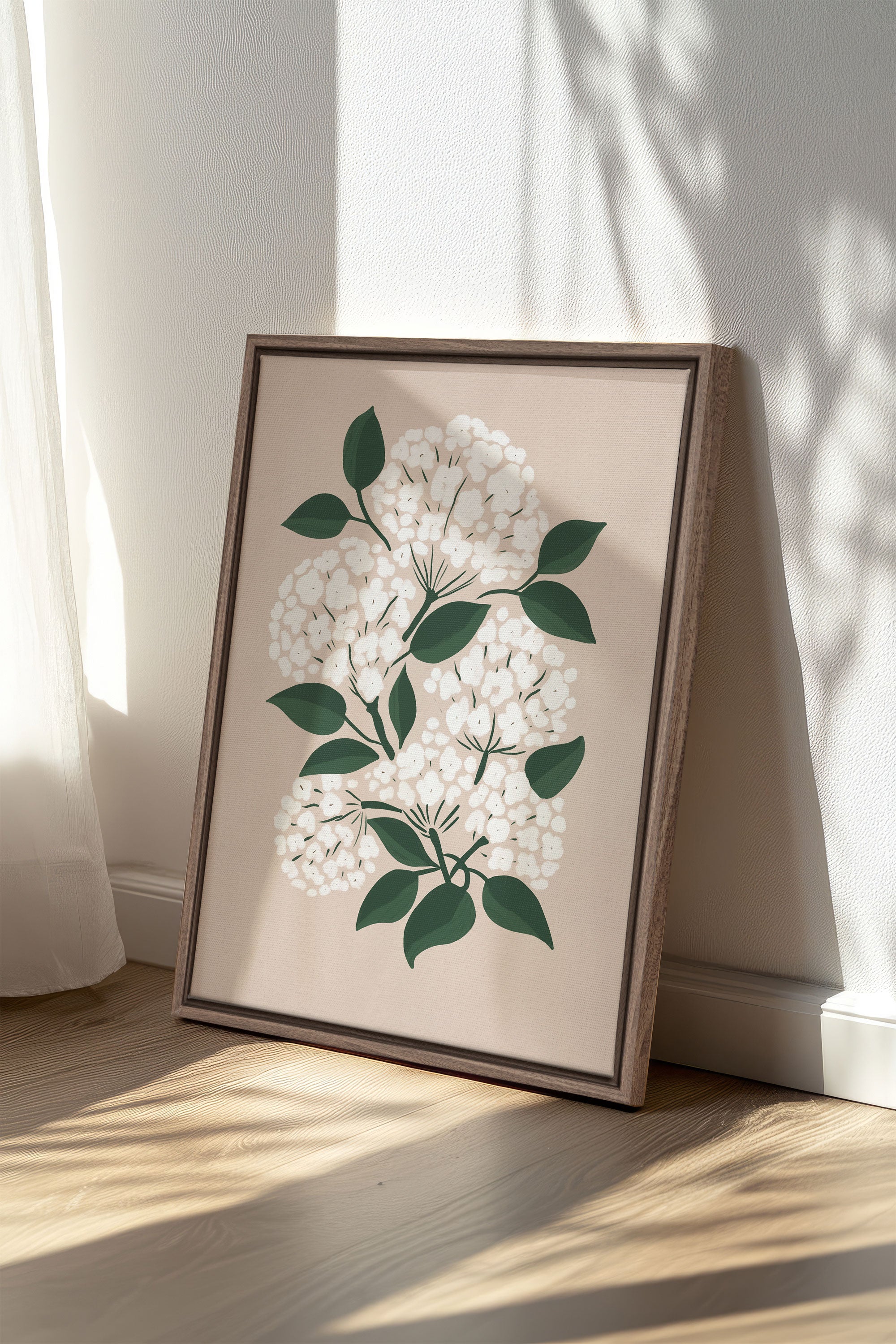 OLEKA CANVAS - BRISE DE FLEURS, Oeuvre sur toile étirée, encadré Brun Chêne