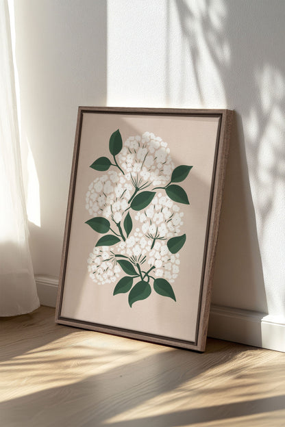 OLEKA CANVAS - BRISE DE FLEURS, Oeuvre sur toile étirée, encadré Brun Chêne