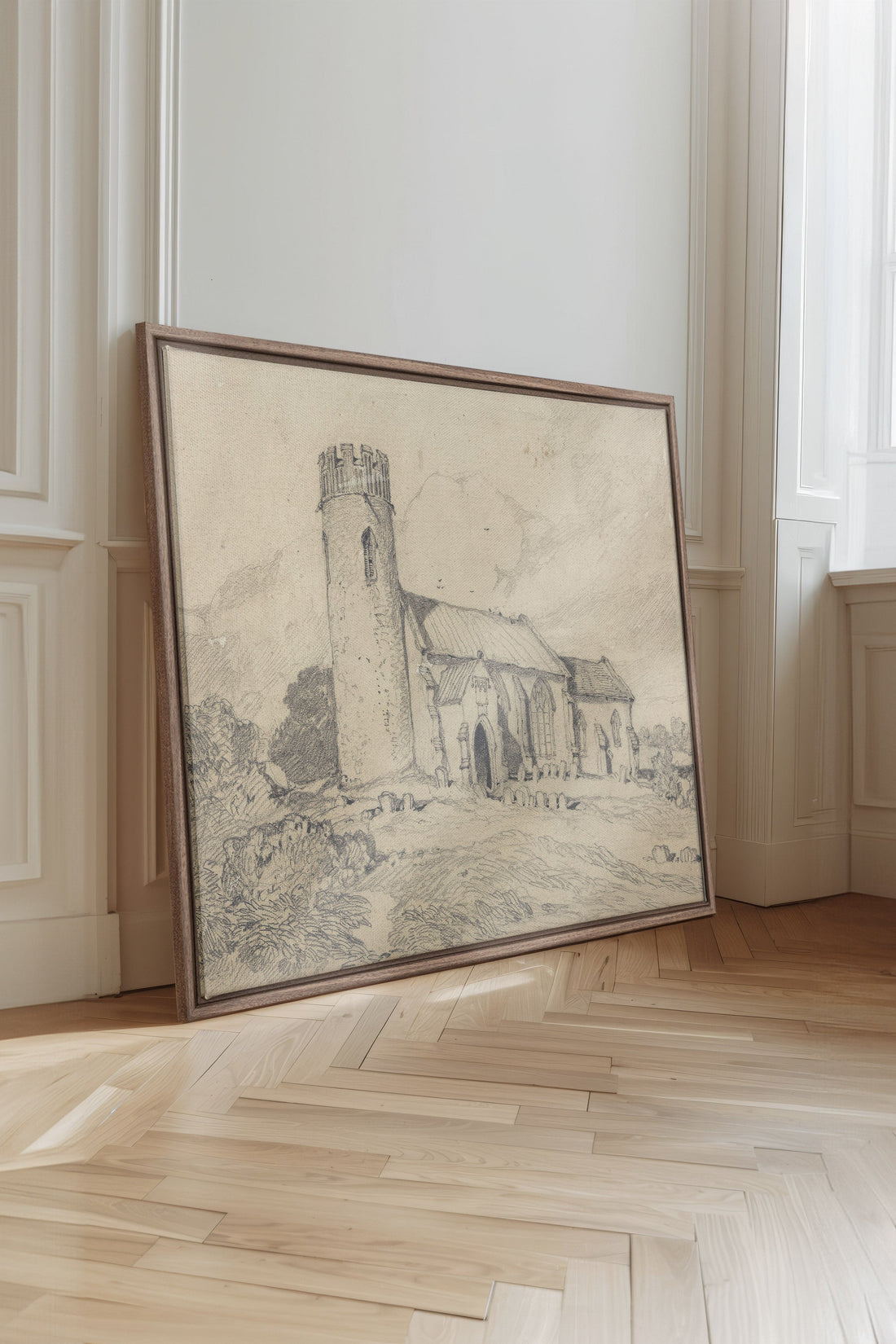 OLEKA CANVAS - TOUR SOLITAIRE, Oeuvre sur toile étirée, encadré Brun Chêne