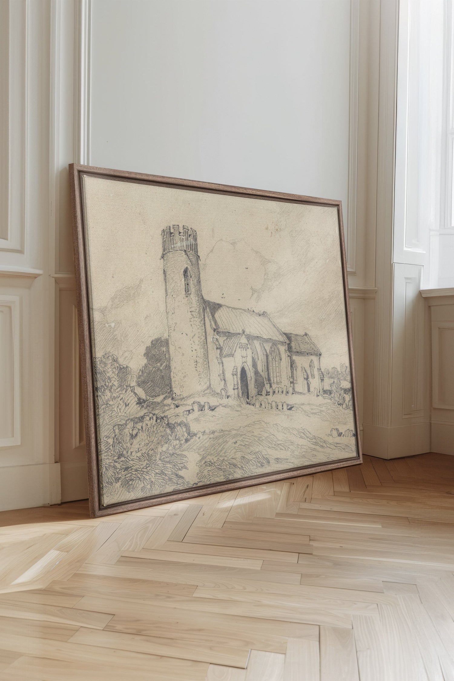 OLEKA CANVAS - TOUR SOLITAIRE, Oeuvre sur toile étirée, encadré Brun Chêne