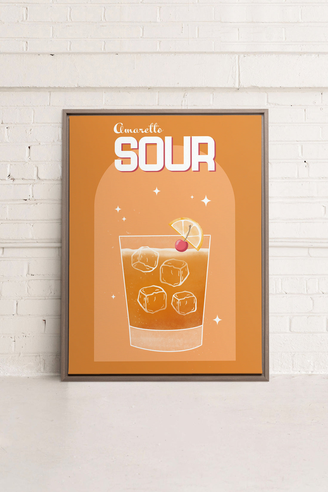 OLEKA CANVAS - AMARETTO SOUR, Oeuvre sur toile étirée, encadré Brun Chêne