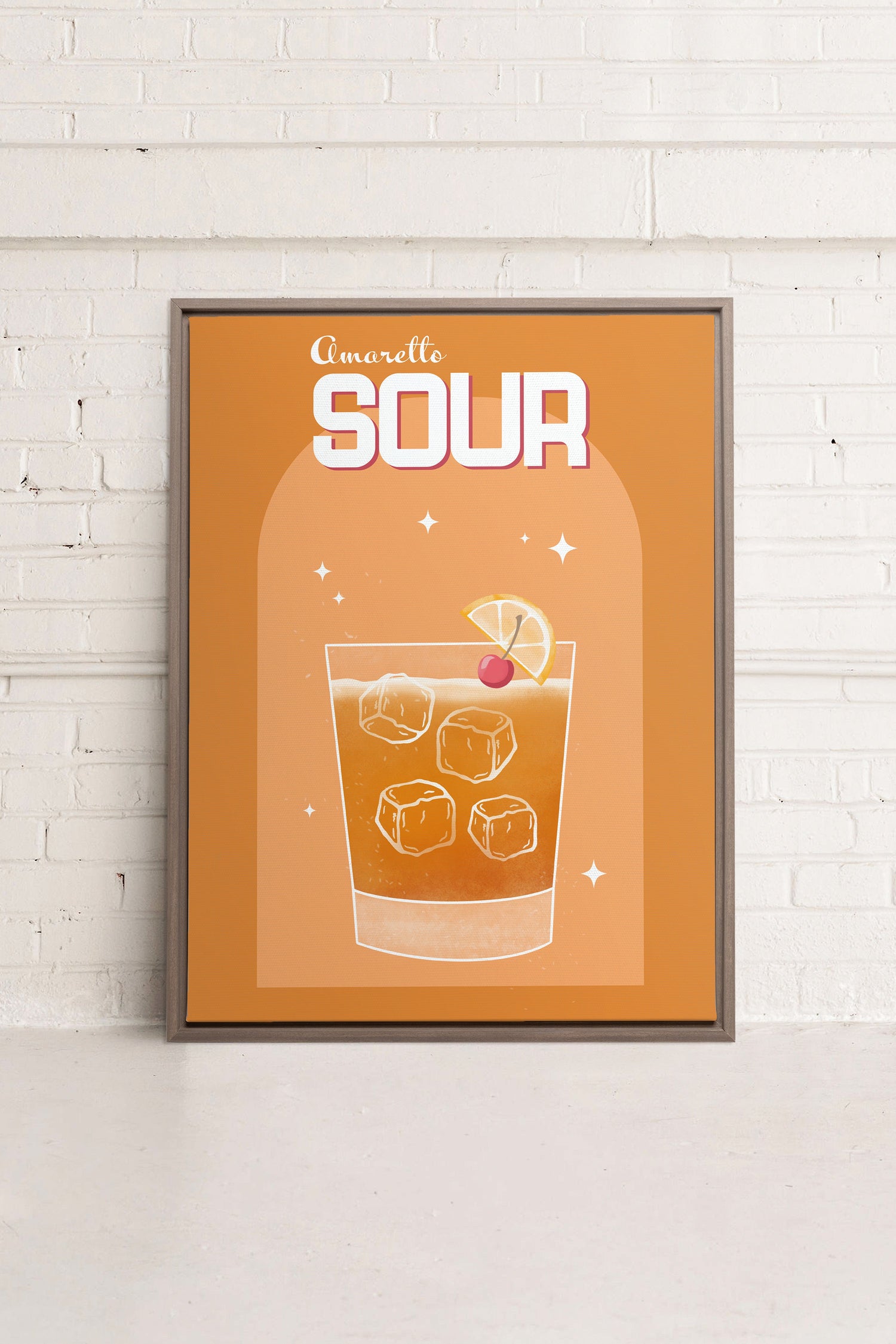 OLEKA CANVAS - AMARETTO SOUR, Oeuvre sur toile étirée, encadré Brun Chêne
