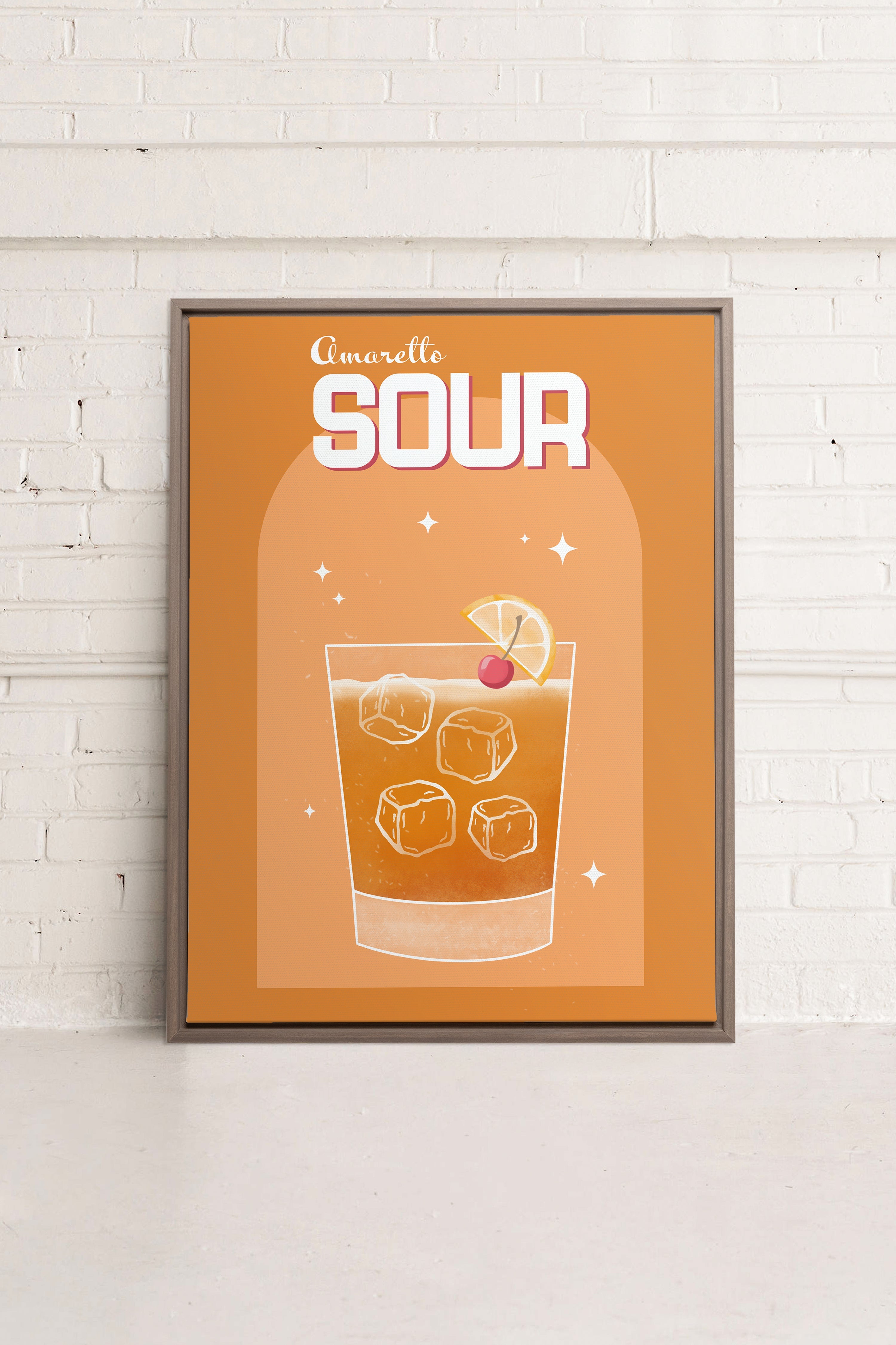 OLEKA CANVAS - AMARETTO SOUR, Oeuvre sur toile étirée, encadré Brun Chêne