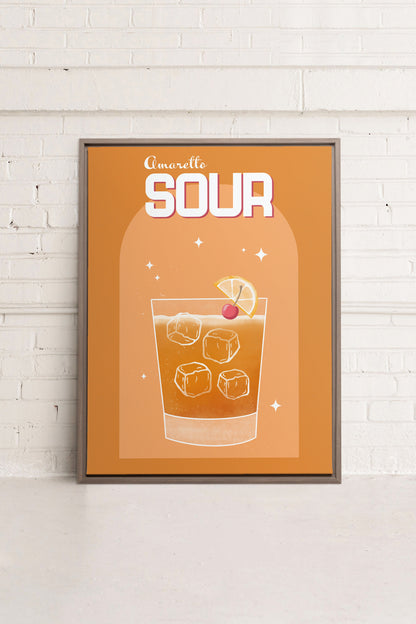 OLEKA CANVAS - AMARETTO SOUR, Oeuvre sur toile étirée, encadré Brun Chêne