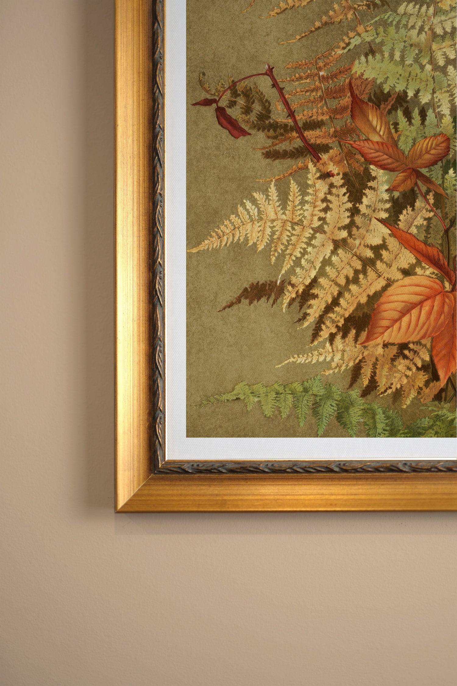 LEAF RELIC, Artwork on stretched canvas, framed Vintage Gold