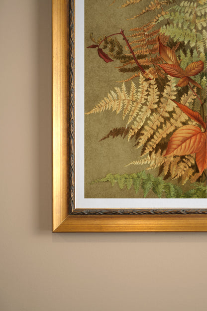 LEAF RELIC, Artwork on stretched canvas, framed Vintage Gold