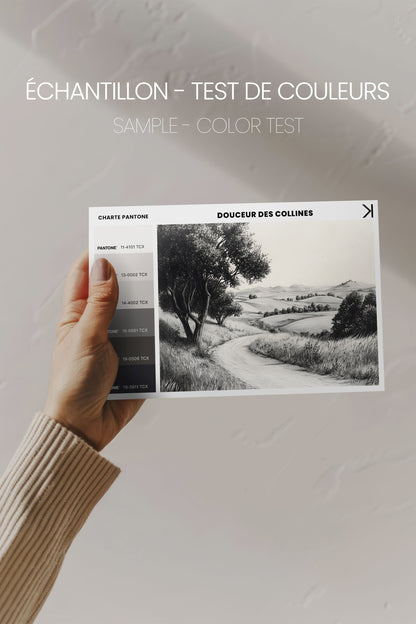 OLEKA CANVAS - DOUCEUR DES COLLINES, Oeuvre sur toile étirée, encadré Blanc