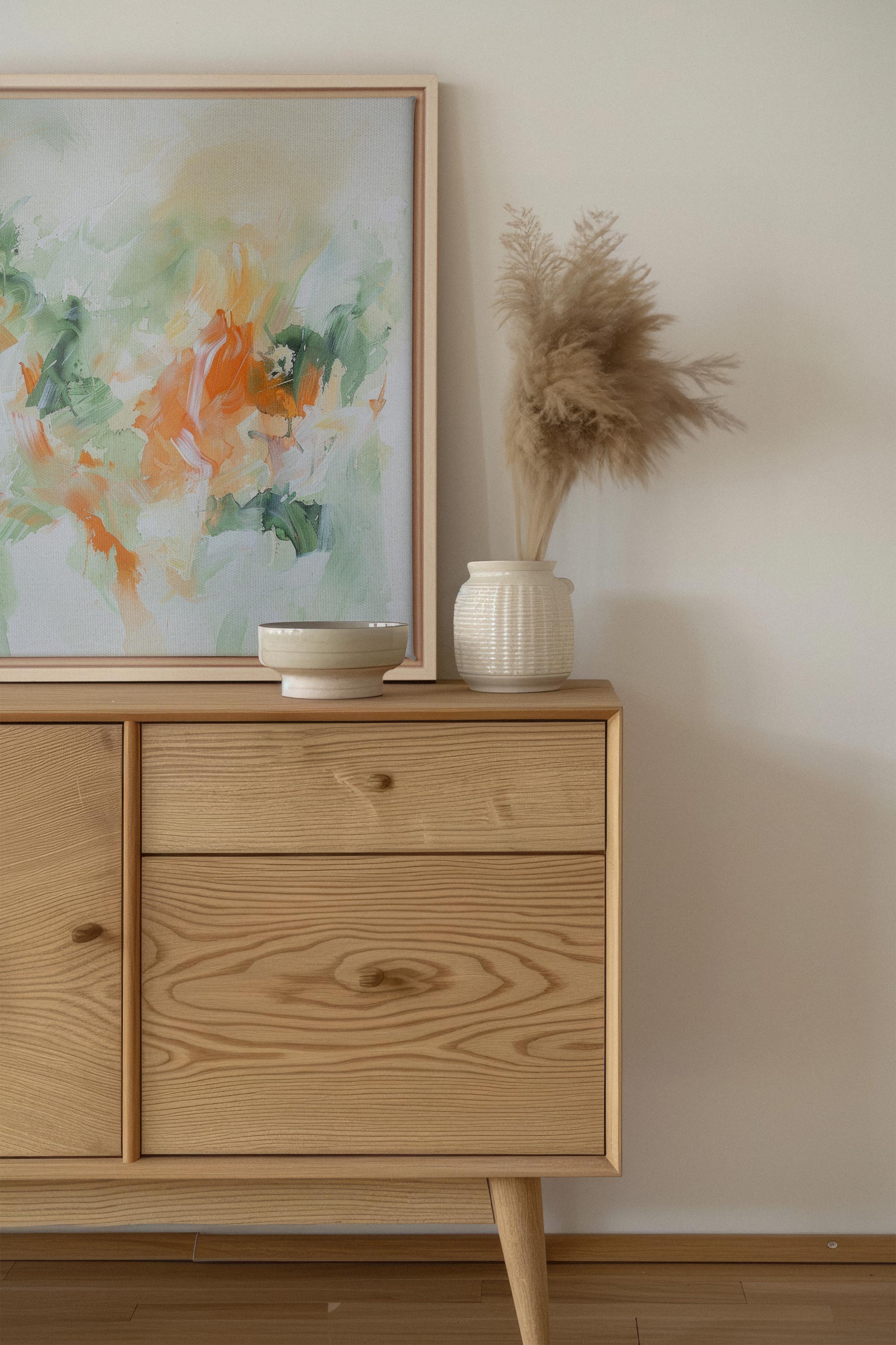 OLEKA CANVAS - ABSTRACT JUNGLE, Oeuvre sur toile étirée, encadré Naturel Clair