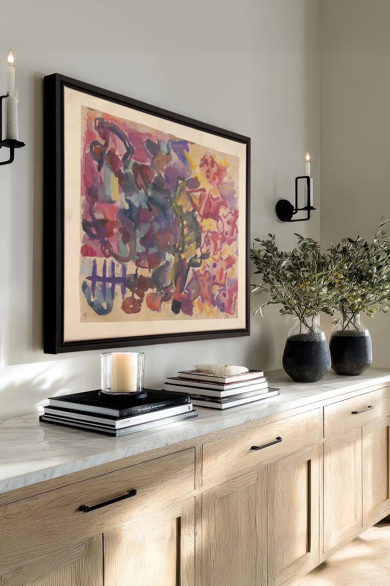 PAINTED PULSE, Oeuvre sur toile étirée, encadré Noir