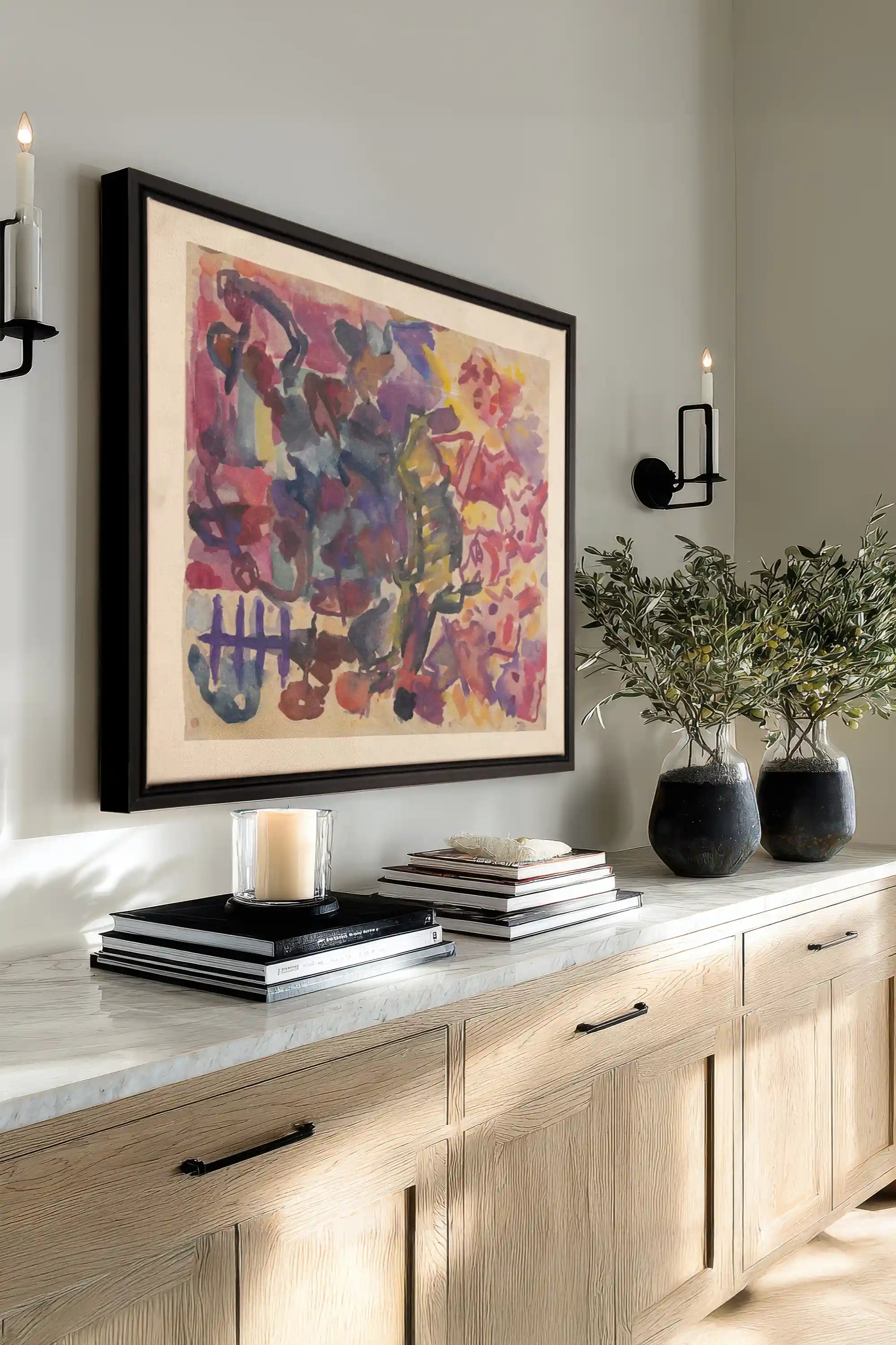 PAINTED PULSE, Oeuvre sur toile étirée, encadré Noir