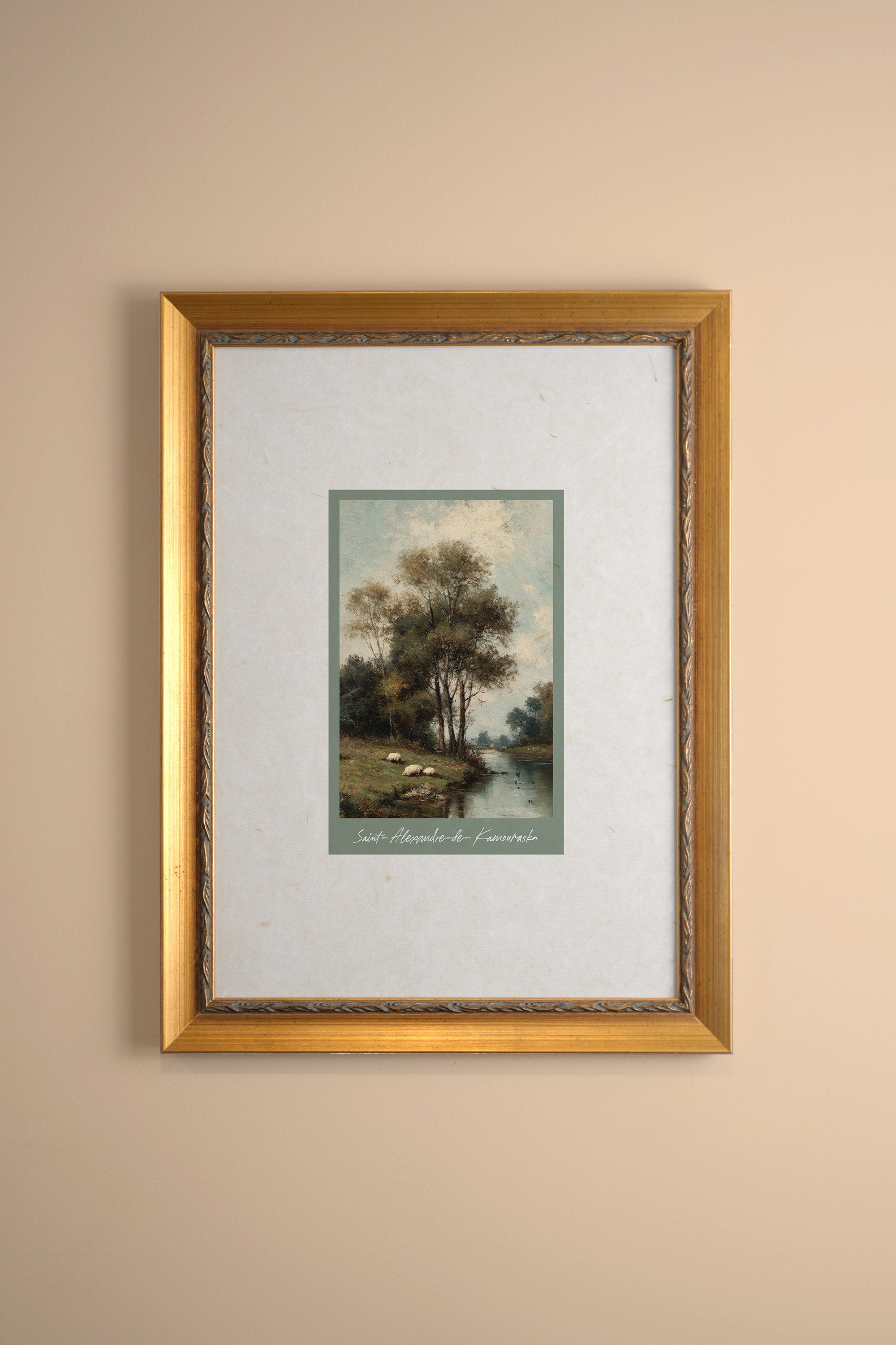 SAINT-ALEXANDRE-DE-KAMOURASKA, Oeuvre sur toile rigide, encadré Vintage Or